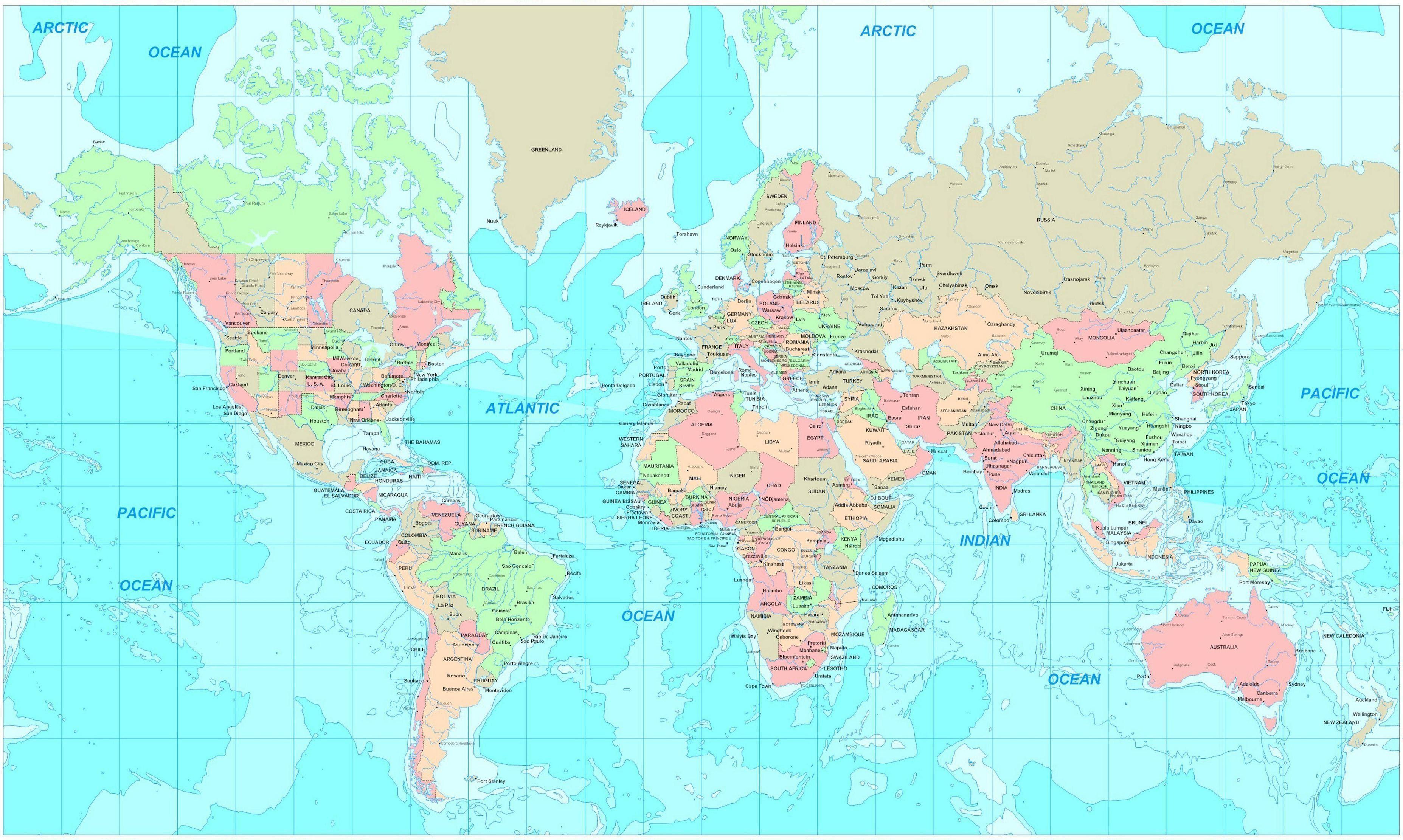 3710x2222 World Map Wallpaper: New Political World Map Desktop Wallpaper