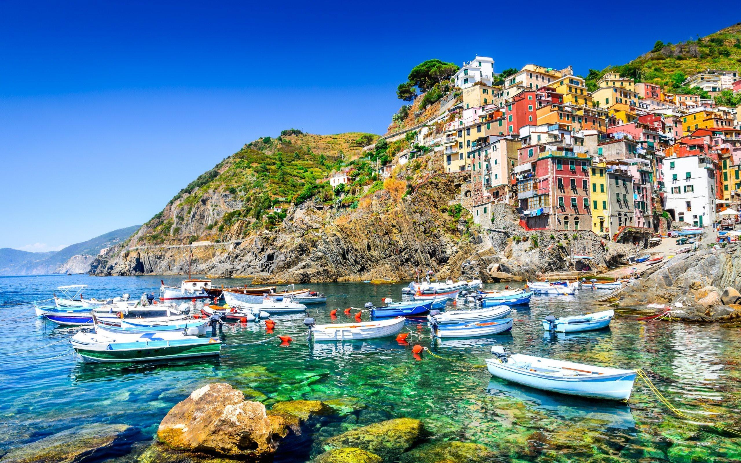 2560x1600 Download wallpaper Riomaggiore, colorful houses, summer, sea, boats, coast, Italy, travel for desktop with resolution 2560x1600. High Quality HD picture wallpaper