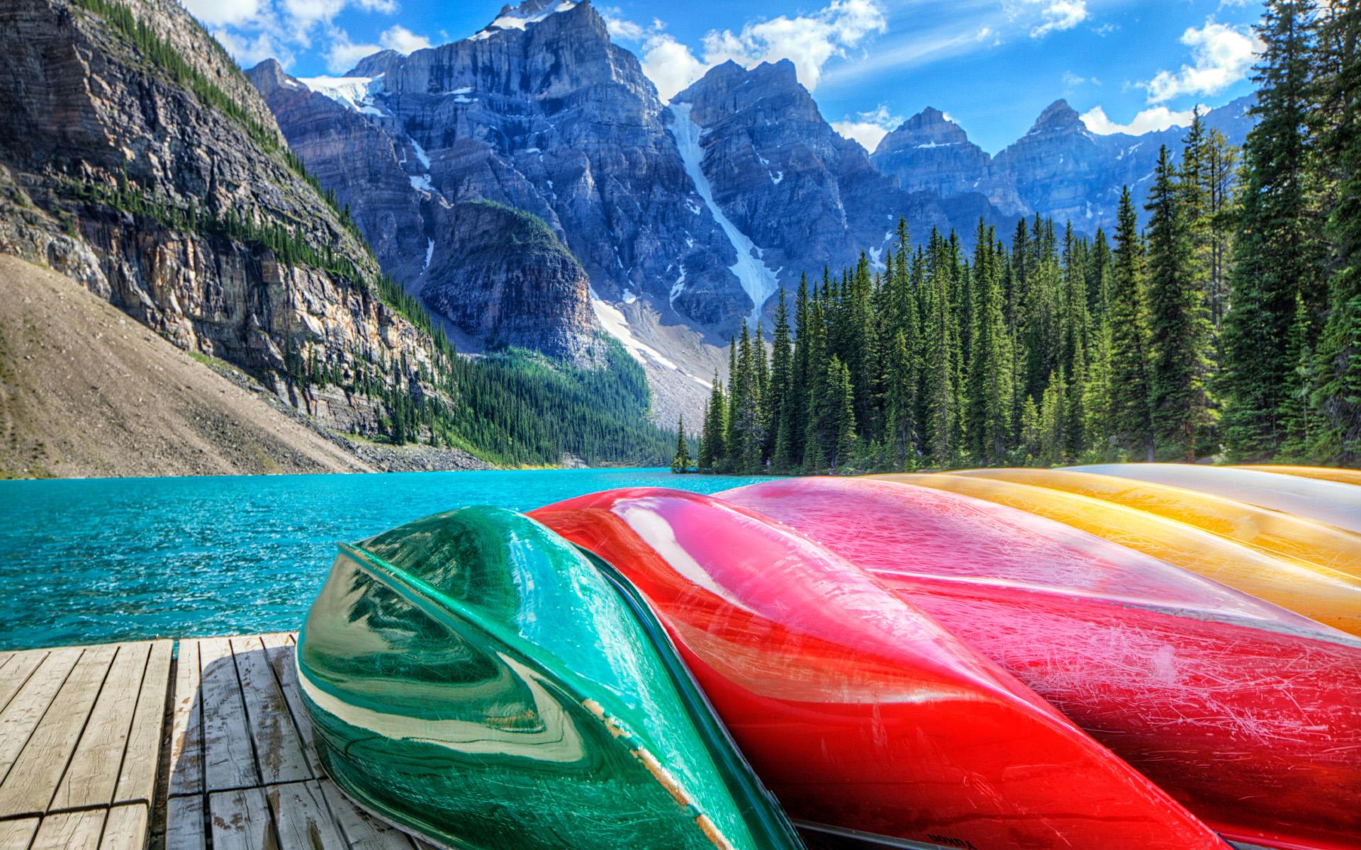 1920x1200 General 1920×1200 Colorful Boat Vehicle Water Nature Outdoors Mountains Six Picture