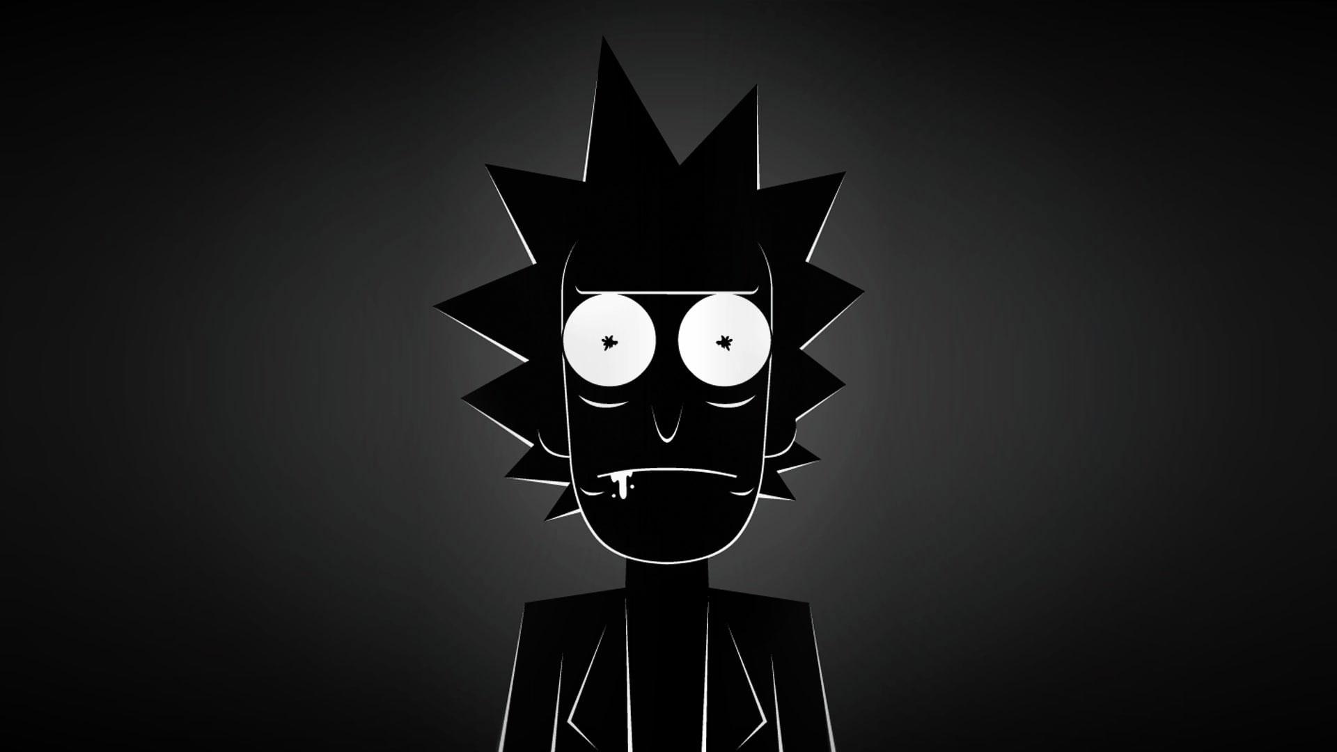1920x1080 Wallpaper Minimalism, Silhouette, Cartoon, Sanchez, Rick