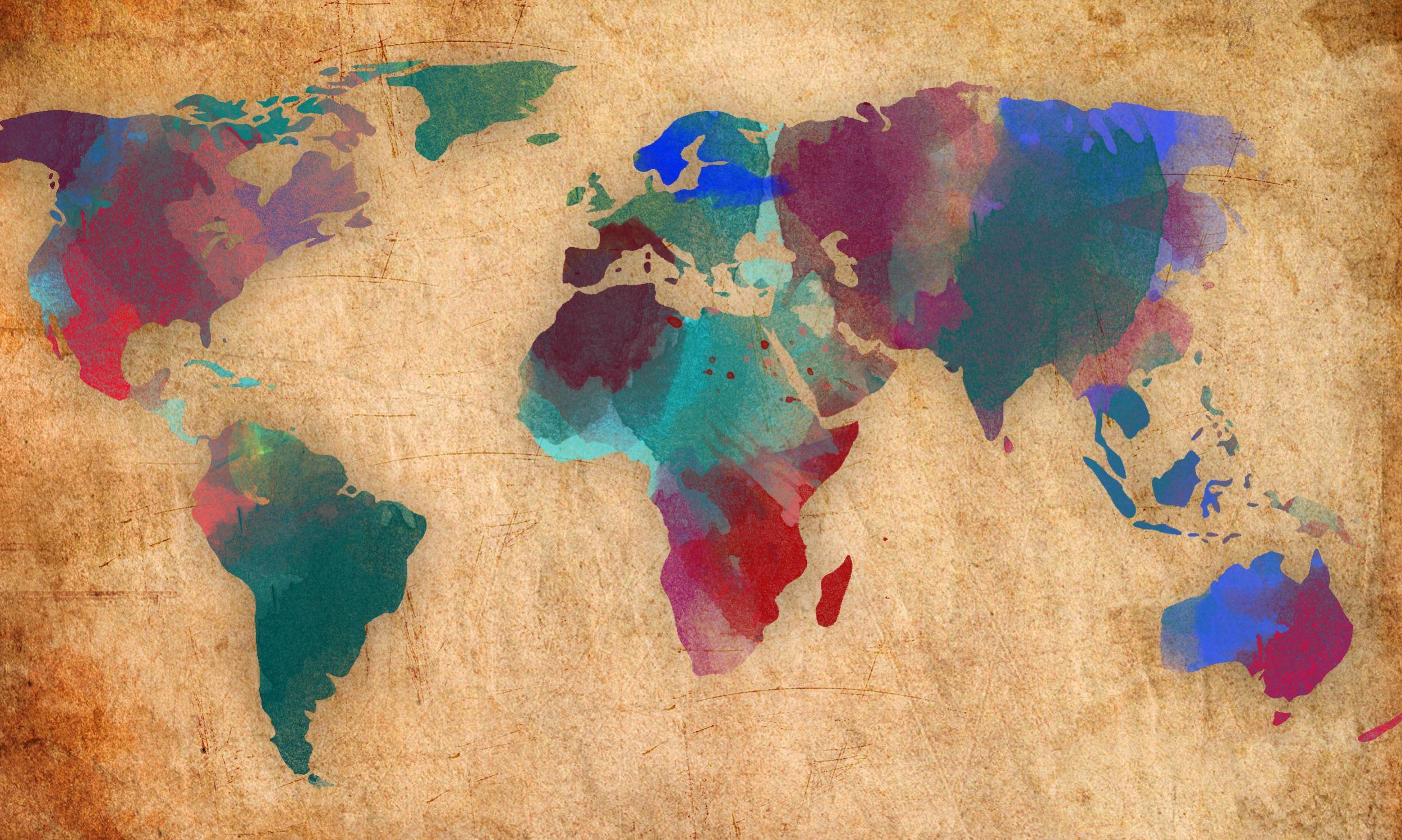 2499x1499 Water Color World Map HD Desktop Wallpaper, Instagram photo