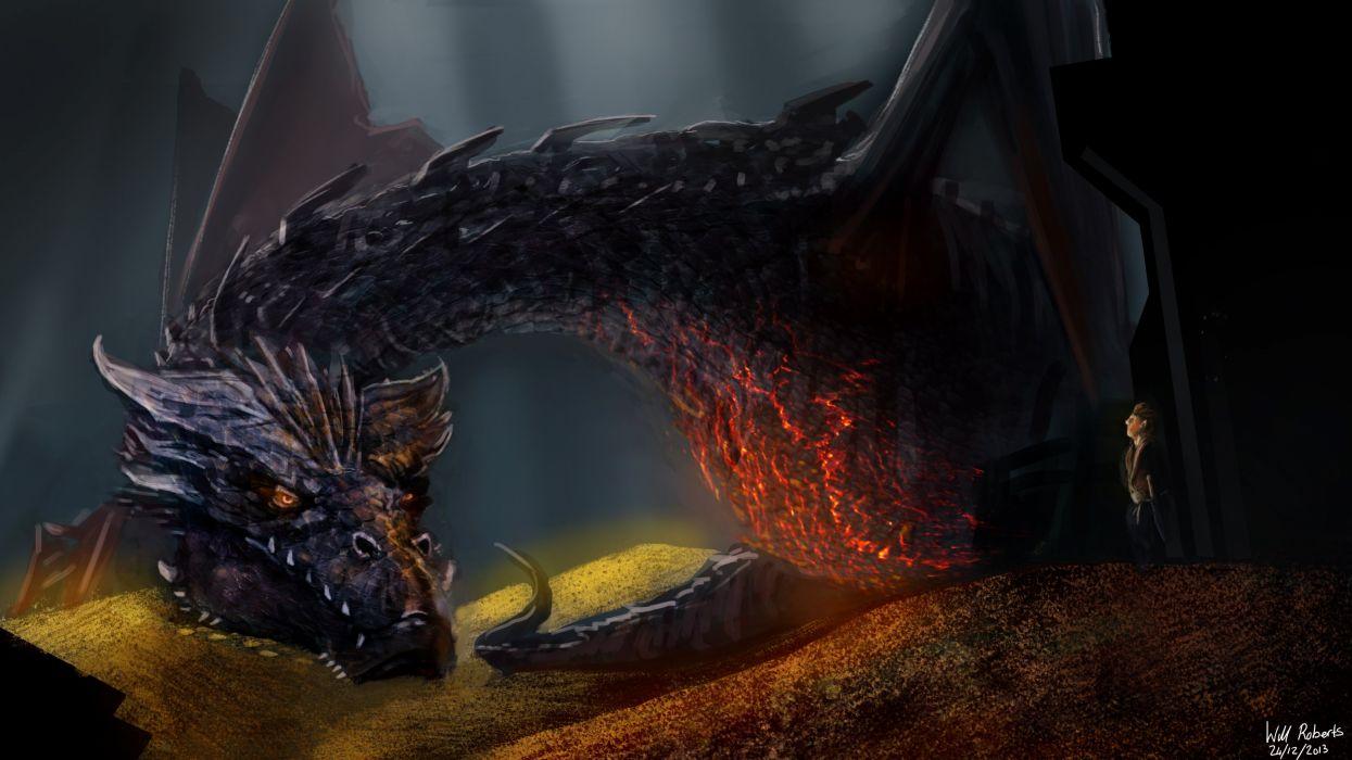1245x700 The Hobbit The Desolation of Smaug Smaug and Bilbo fan art wallpaperx2160