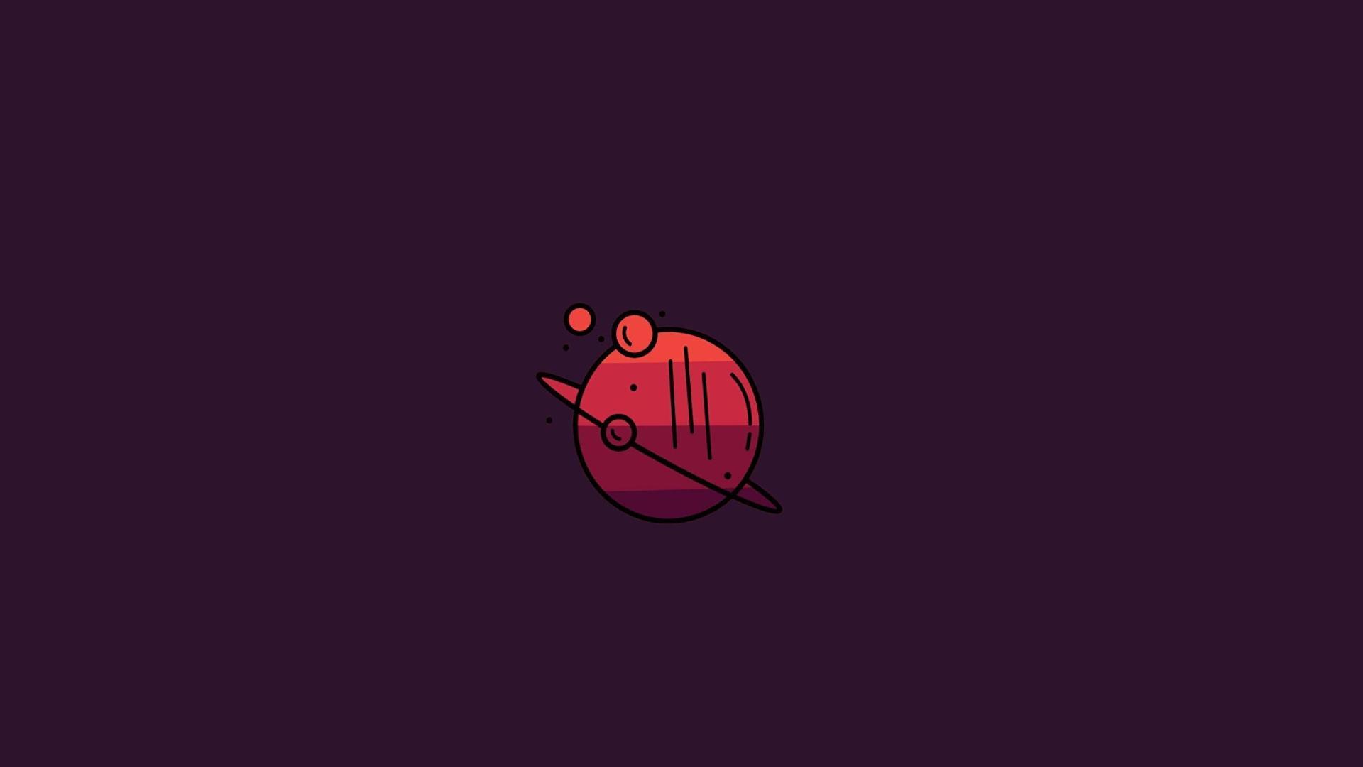 1920x1080 Minimal Planet Red Background 1080P Laptop Full HD Wallpaper, HD Minimalist 4K Wallpaper, Image, Photo and Background