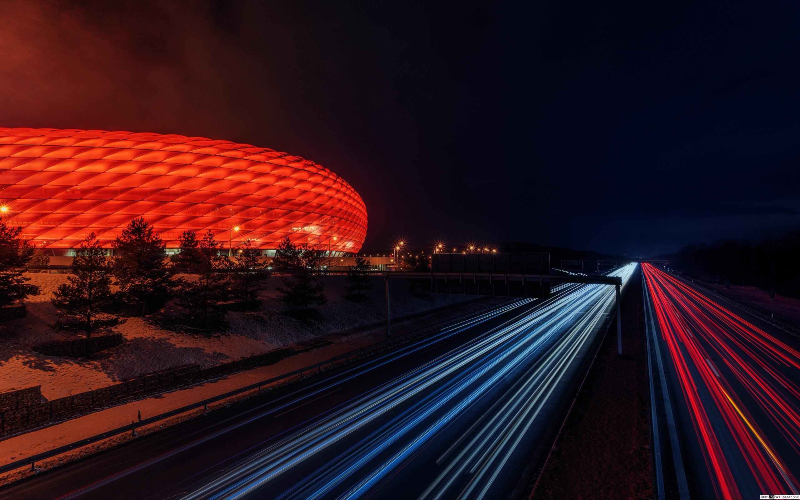 2560x1600 Football Stadium and high way long exposure photography HD wallpaper download