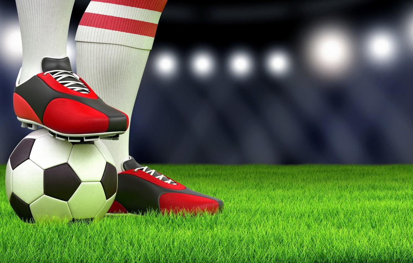 1332x850 Wallpaper greens, field, grass, lights, lawn, football, feet, sport, the ball, athlete, knee, sneakers, tribune, stadium, floodlight, bokeh image for desktop, section рендеринг