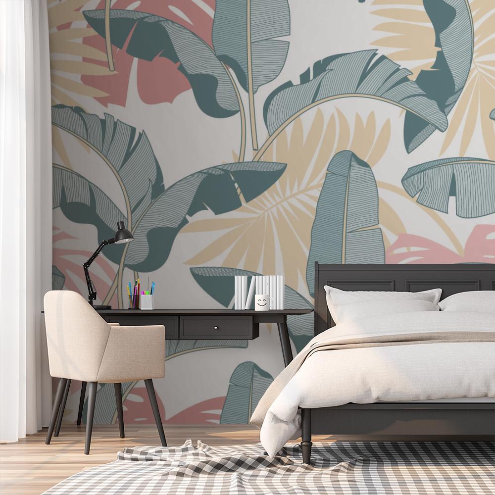 1000x1000 Pastel Light Banana Leaves Wallpaper wallpaper by Wallvy. Worldwide shipping!