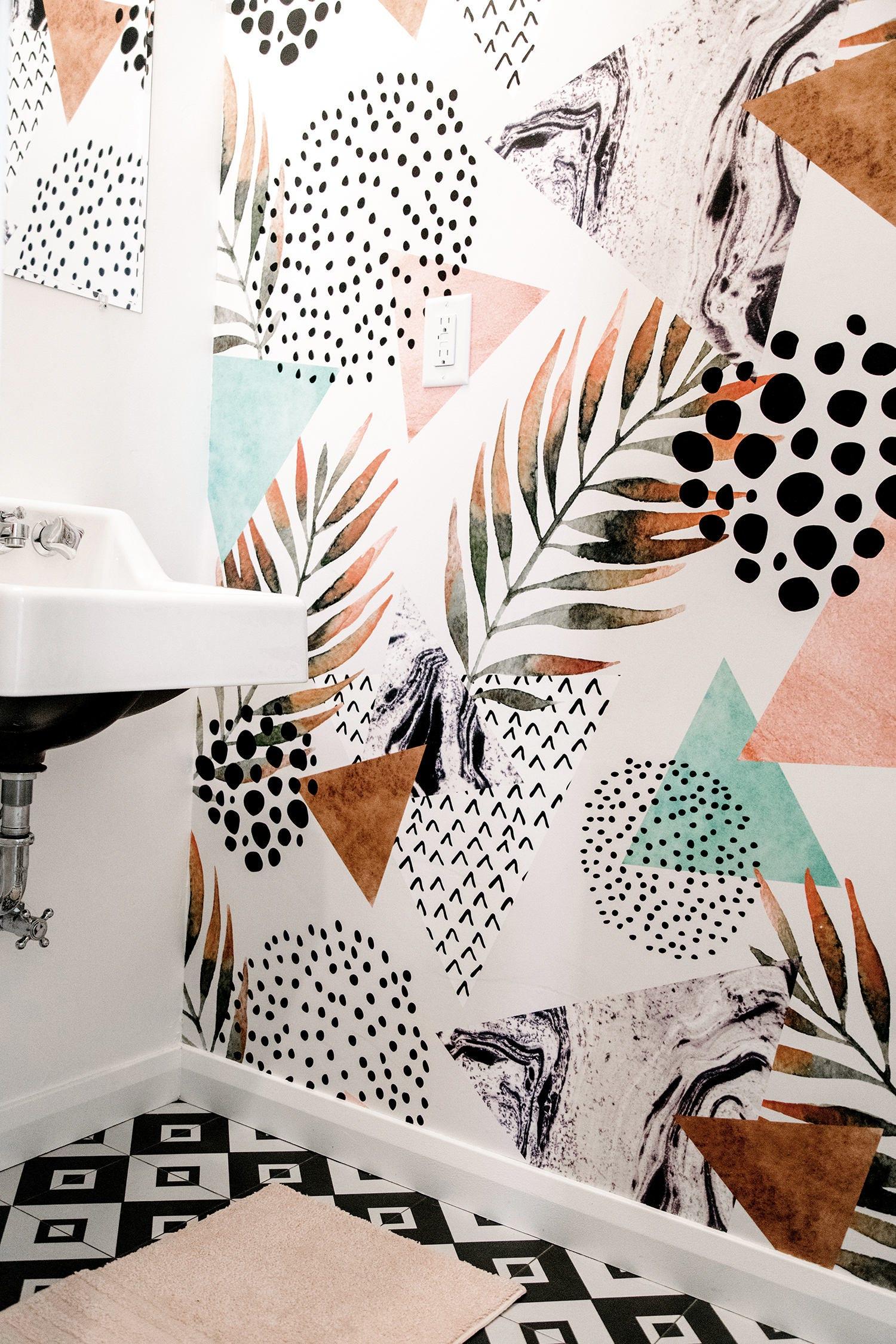 1500x2250 Abstract Palm Leaf Wallpaper Pastel Colors Peel and