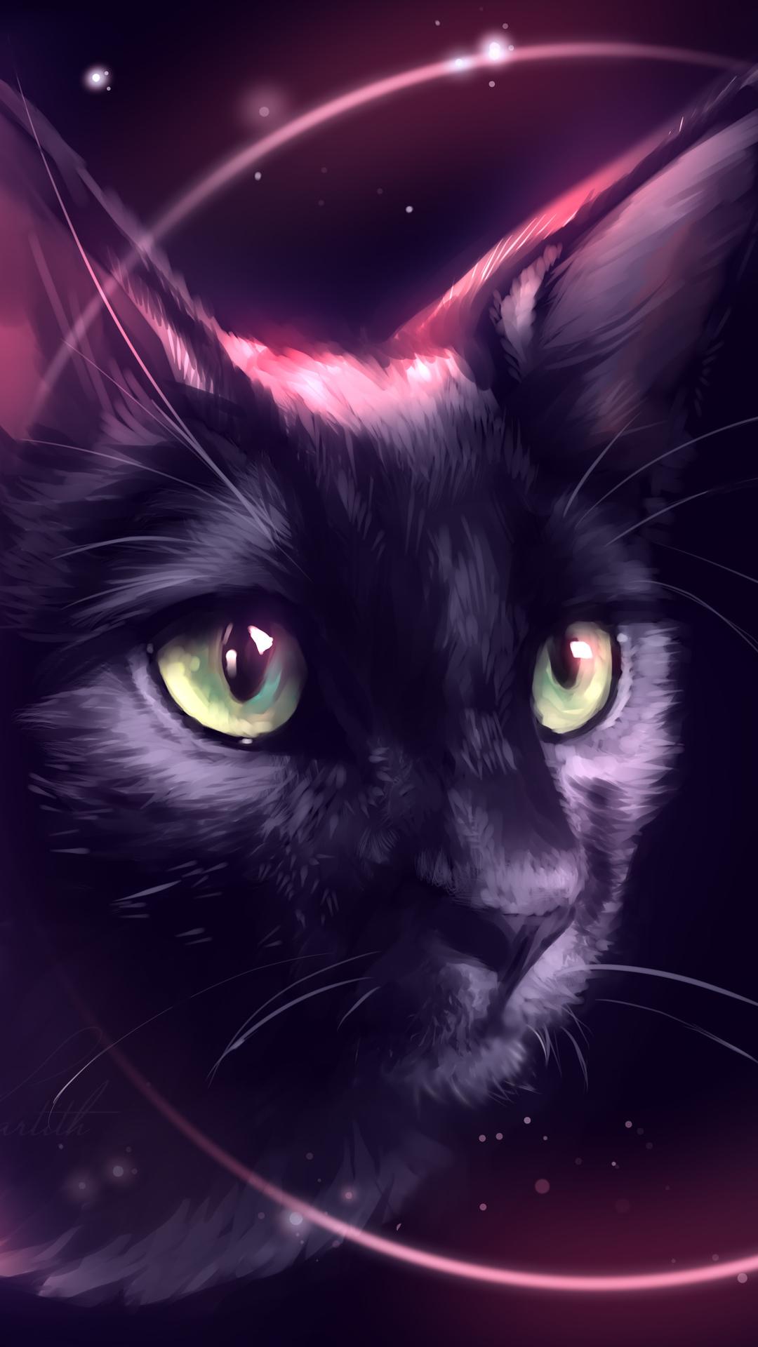 1080x1920 1080x1920 cat, artist, artwork, digital art, hd, for iPhone 8 wallpaper