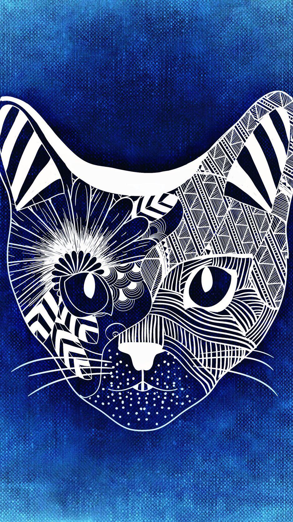 938x1668 Download Wallpaper 938x1668 Cat, Art, Muzzle, Patterns Iphone 8 7 6s 6 For Parallax HD Background