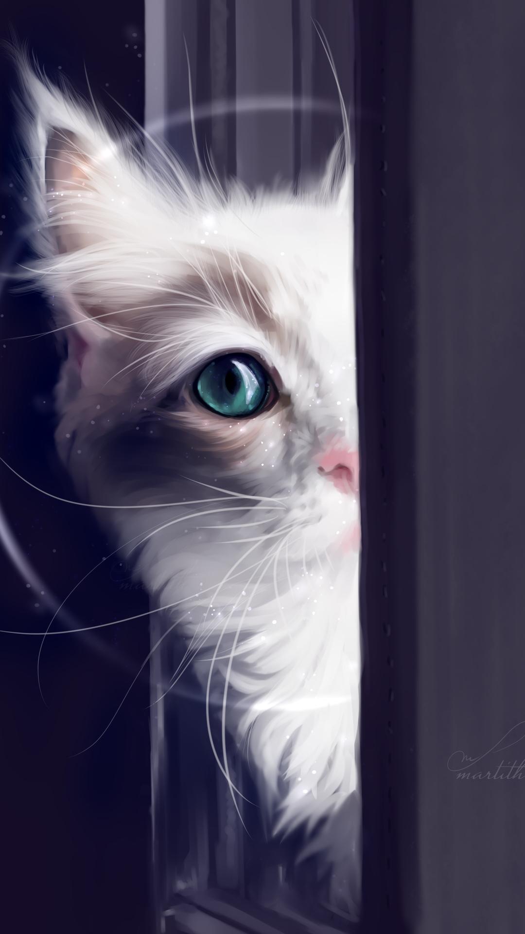 1080x1920 1080x1920 cat, animals, artist, artwork, digital art, hd, for iPhone 8 wallpaper