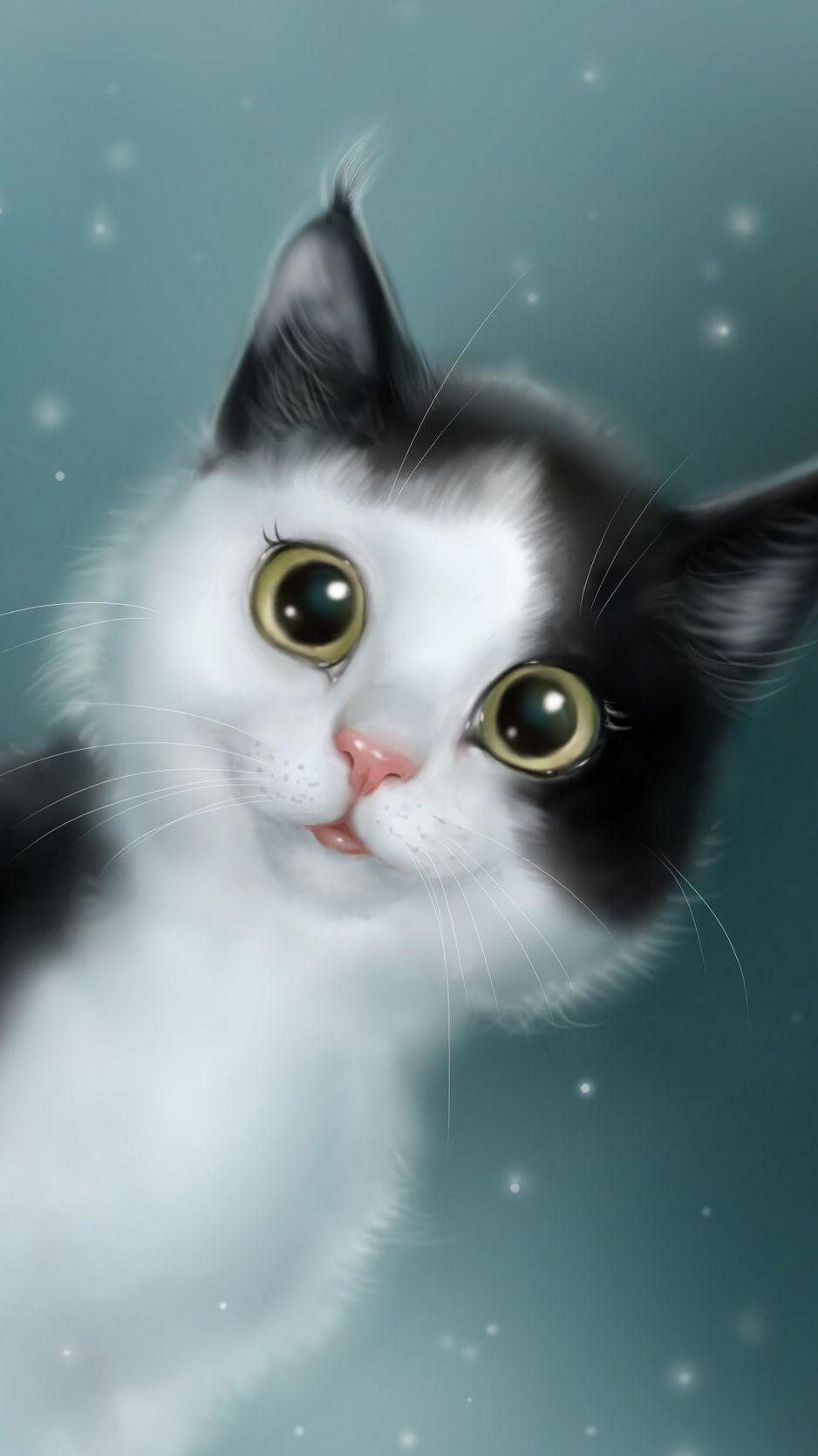 938x1668 Download Wallpaper 938x1668 Cat, Cute, Pet, Art Iphone 8 7 6s 6 For Parallax HD Background