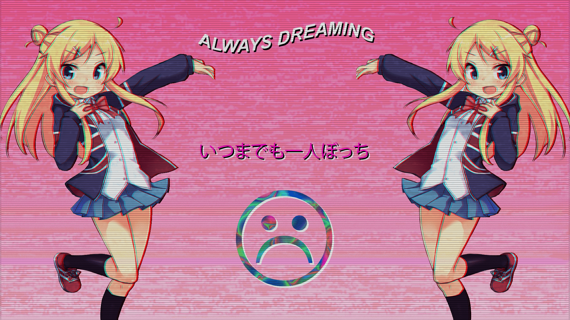 1920x1080 Kin Iro Mosaic, Kujou Karen, Thighs, Retrowave, Blonde, Japan, Anime Girls, Vaporwave. Mocah HD Wallpaper