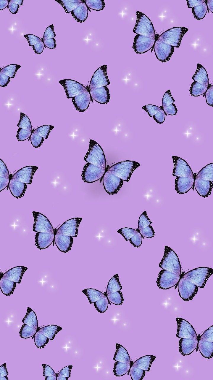 720x1280 Aesthetic Sparkles Purple Butterflies Wallpaper