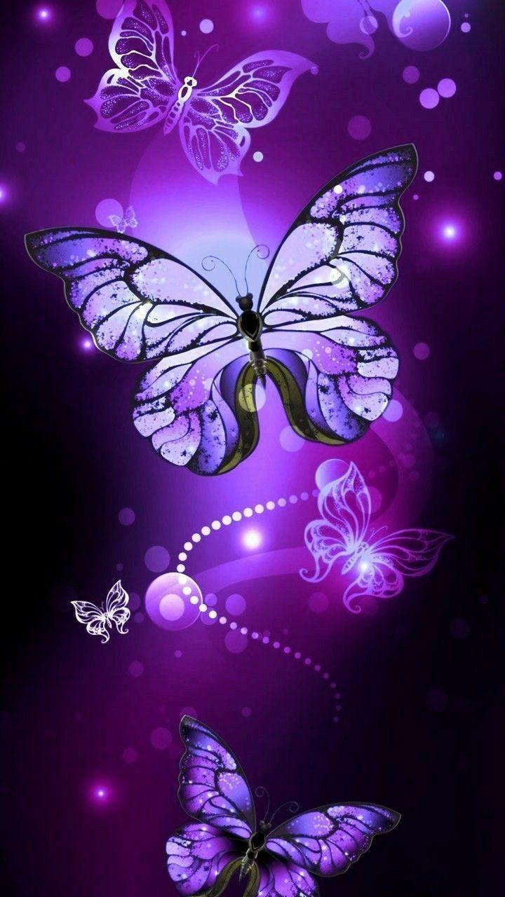 720x1280 Purple Butterflies Wallpaper