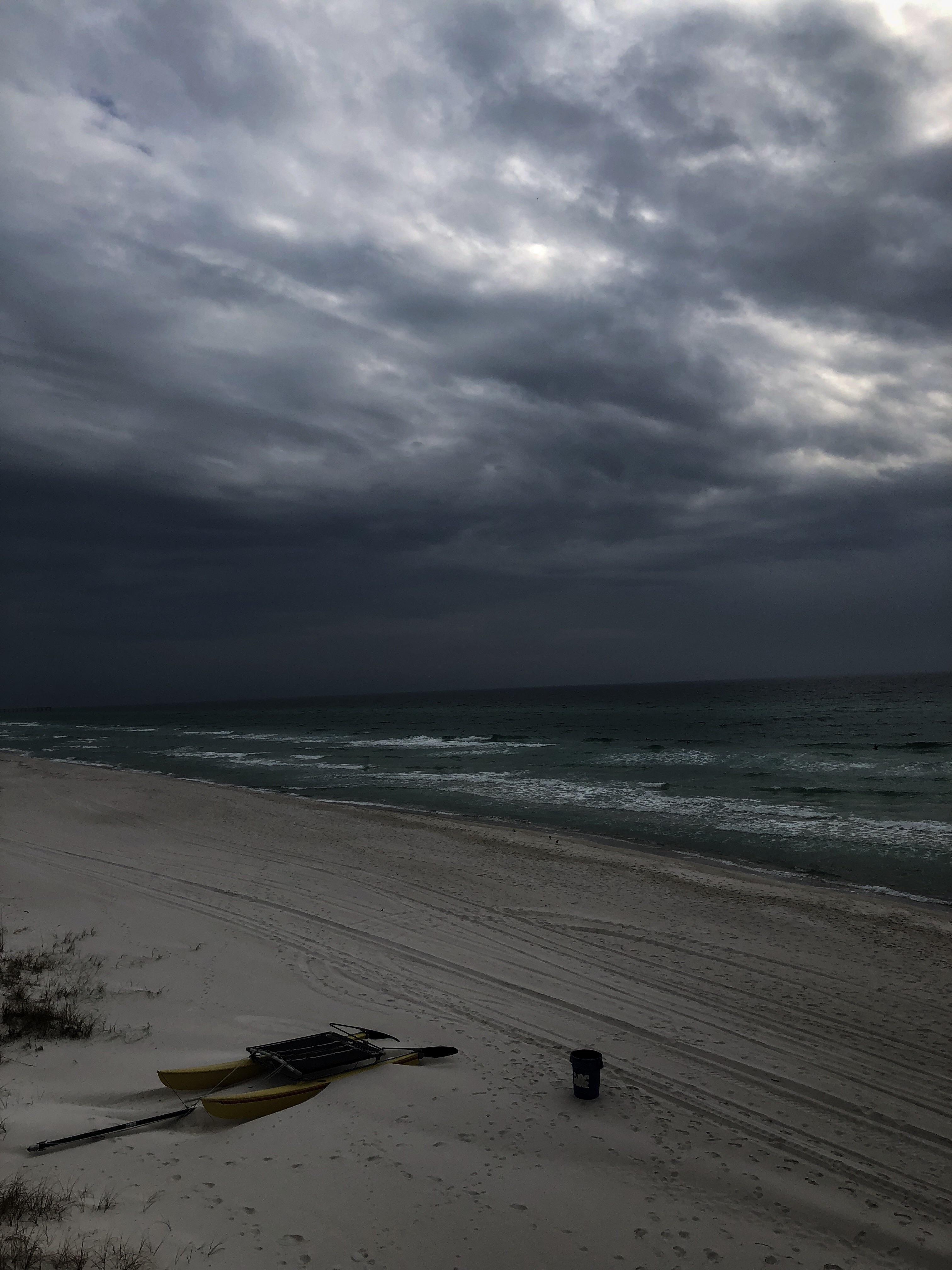 3024x4032 Panama City Beach on a gloomy day. Sky aesthetic, Dark beach, Rainy sky