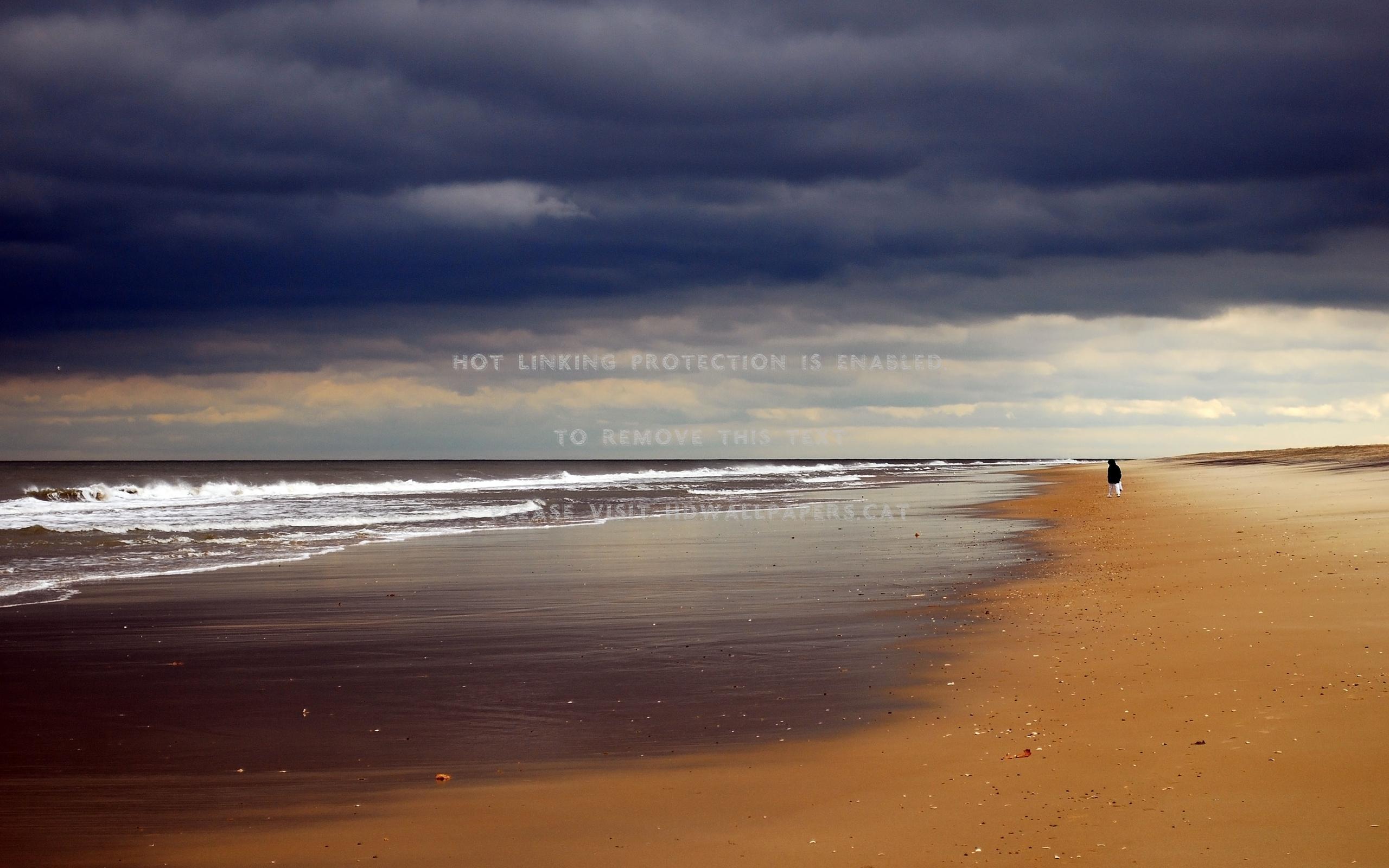 2560x1600 baech beach cloudy ocean sand emptiness