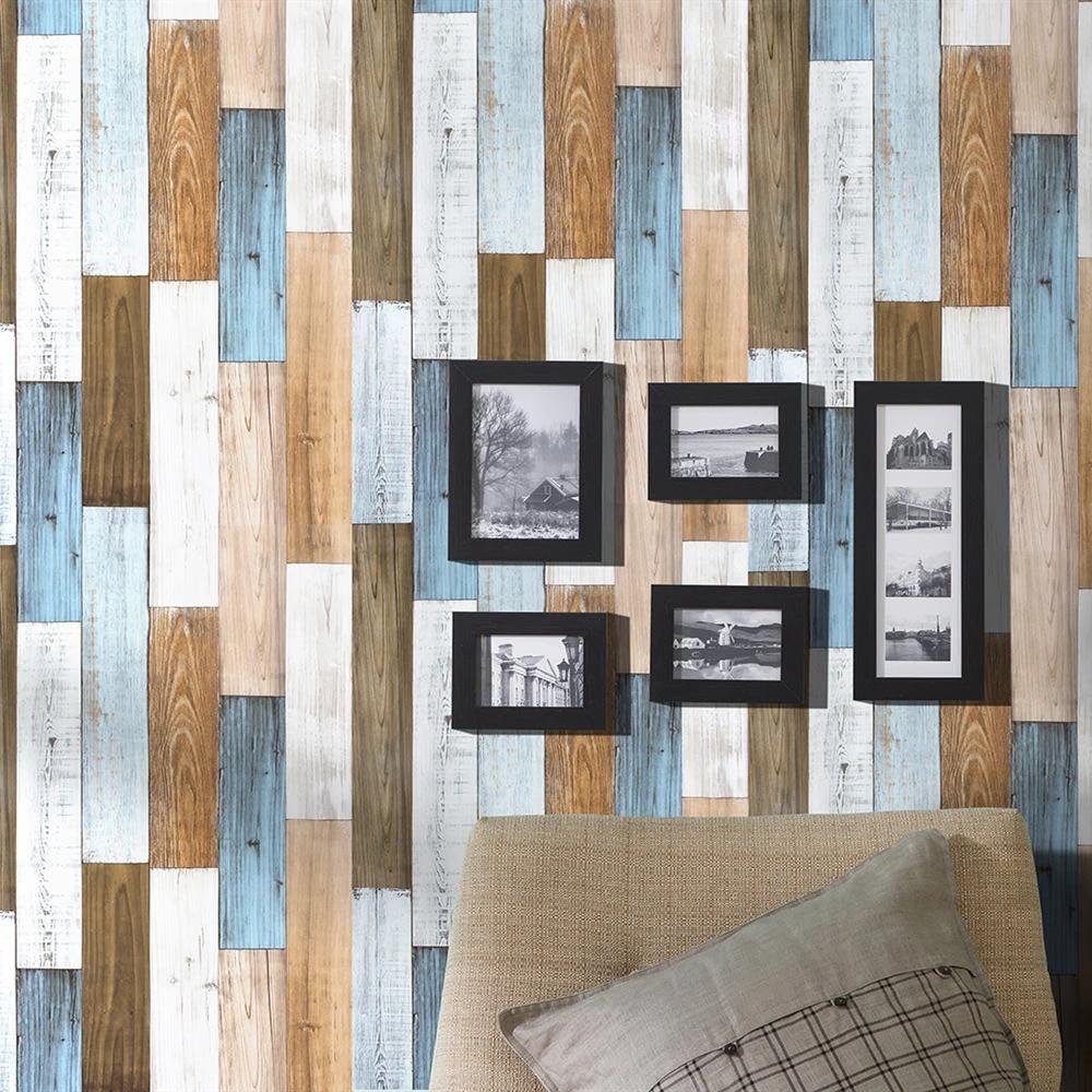 1000x1000 Peel And Stick Wallpaper 3D Wood Plank Brown White Blue Vinyl Self Adhesive Contact Wall Papers Shower Room Wall Home Decor. Wallpaper