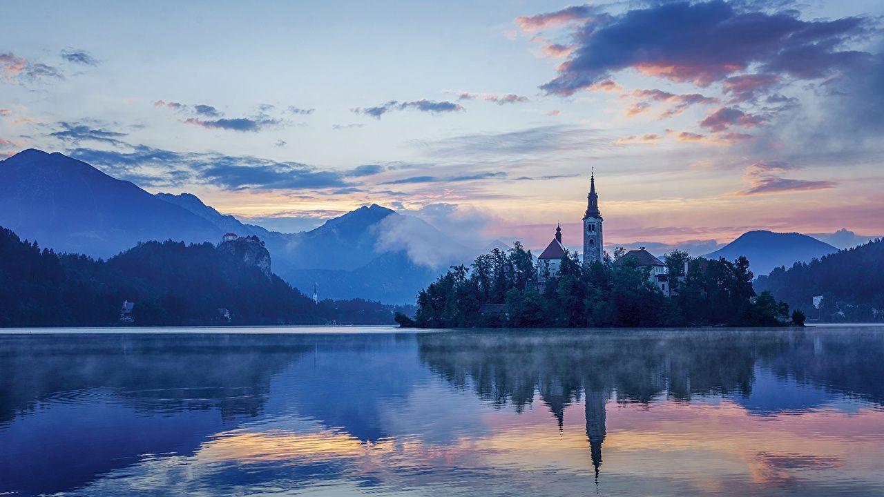 1280x720 Picture Slovenia Lake Bled Nature Sky Temples 1280x720