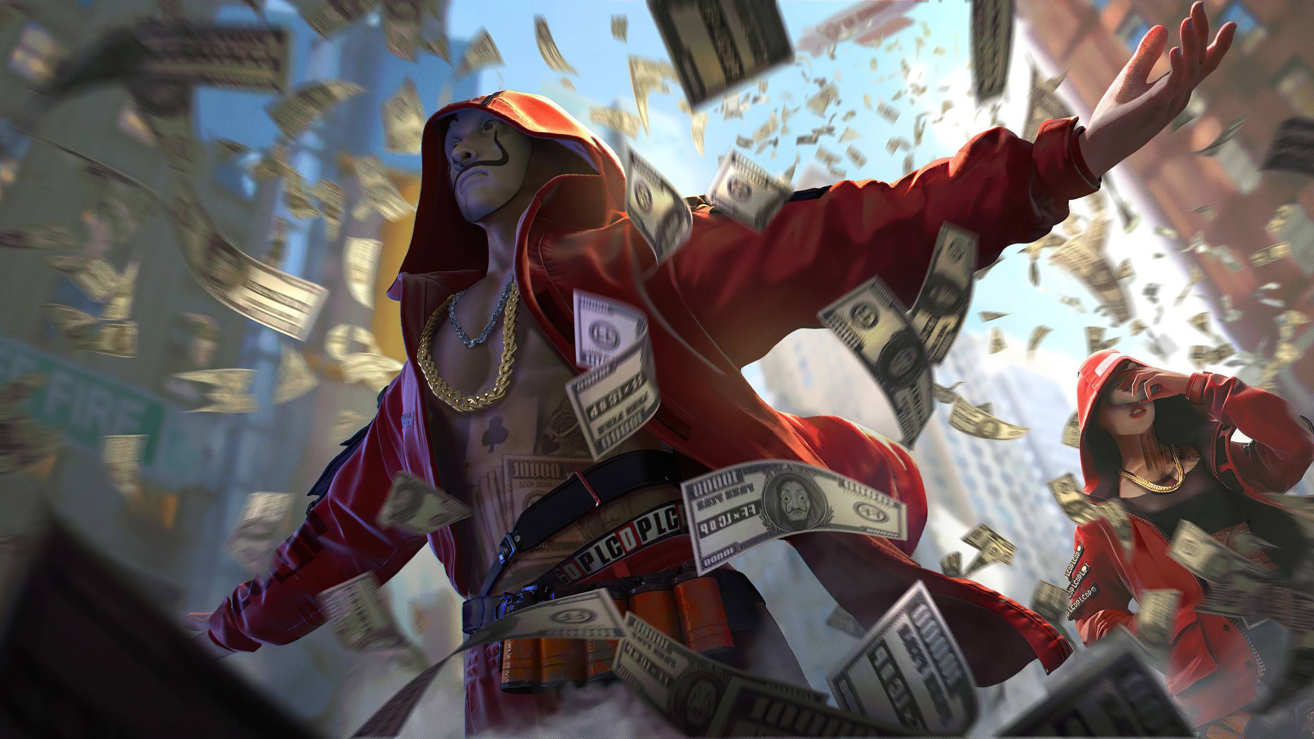 2560x1440 Garena Free Fire x Money Heist 1440P Resolution Wallpaper, HD Games 4K Wallpaper, Image, Photo and Background