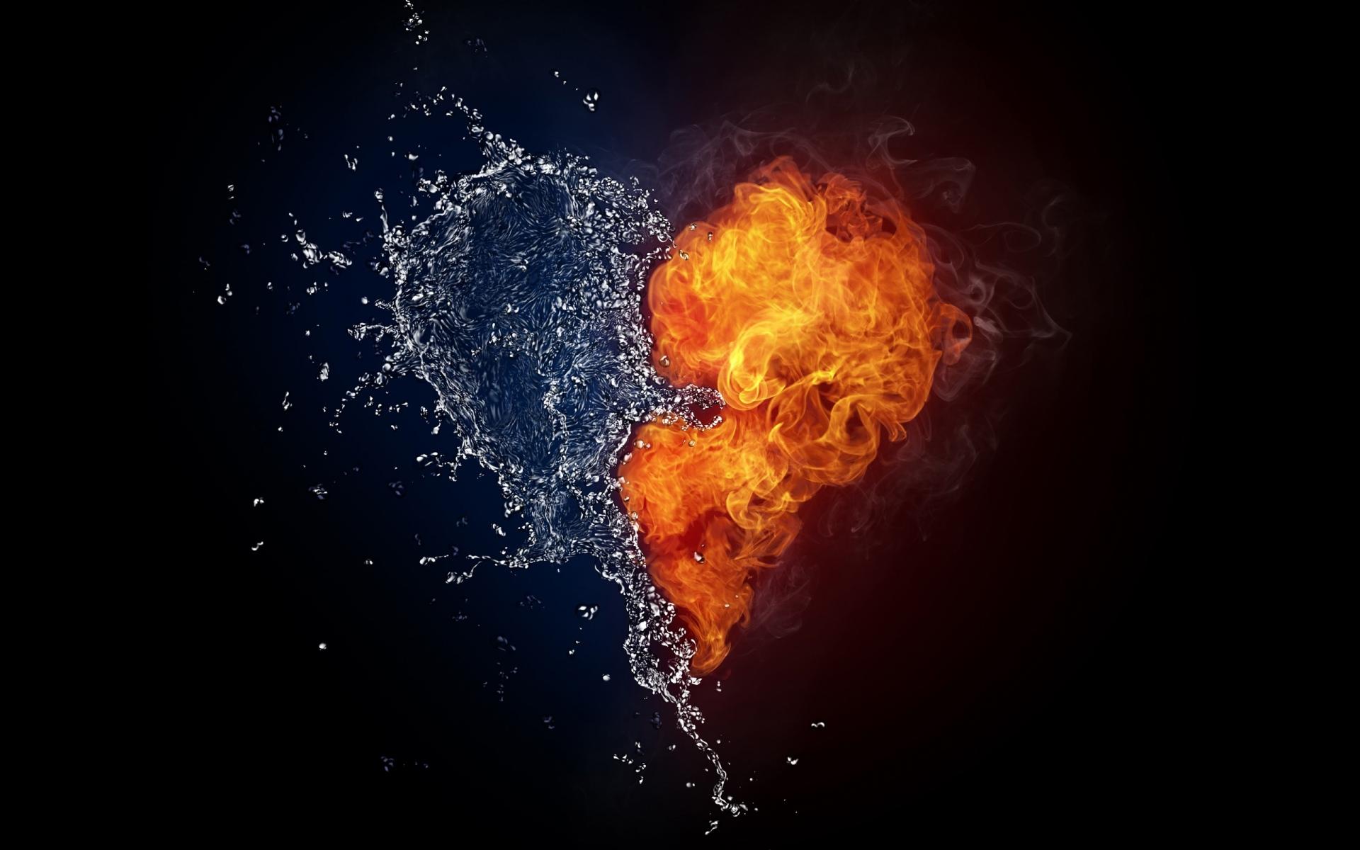 1920x1200 Fire & Water Heart Abstract wallpaper. Fire & Water Heart Abstract