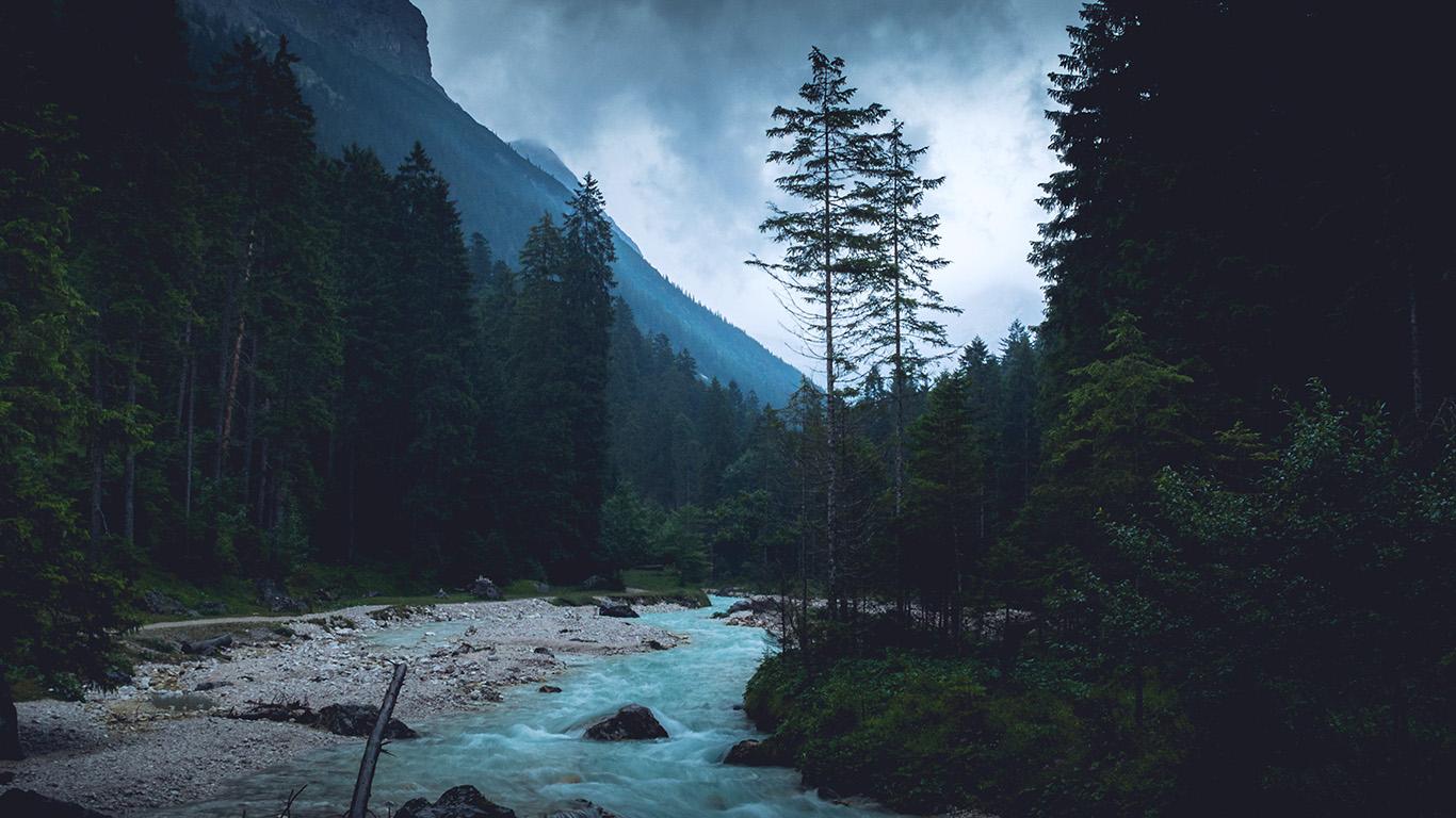 1366x768 wallpaper for desktop, laptop. mountain wood night dark river nature blue