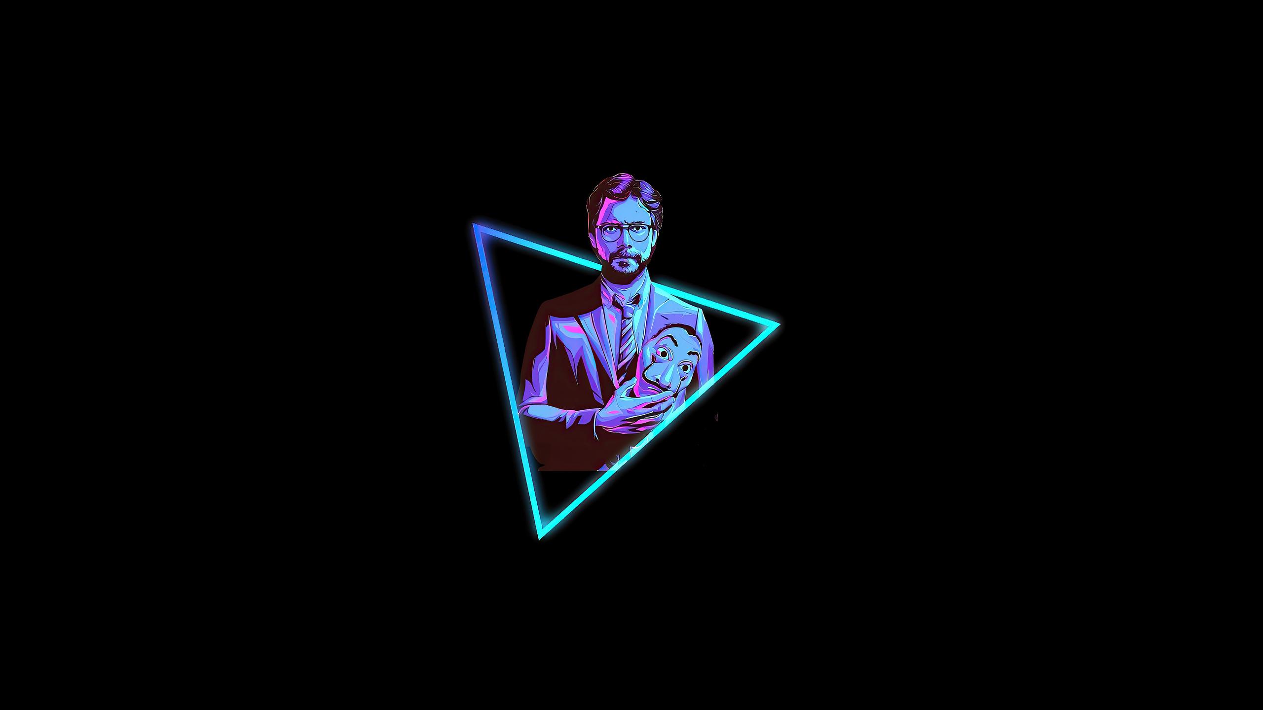 2560x1440 Professor Money Heist Minimal Neon 4k 1440P Resolution HD 4k Wallpaper, Image, Background, Photo and Picture