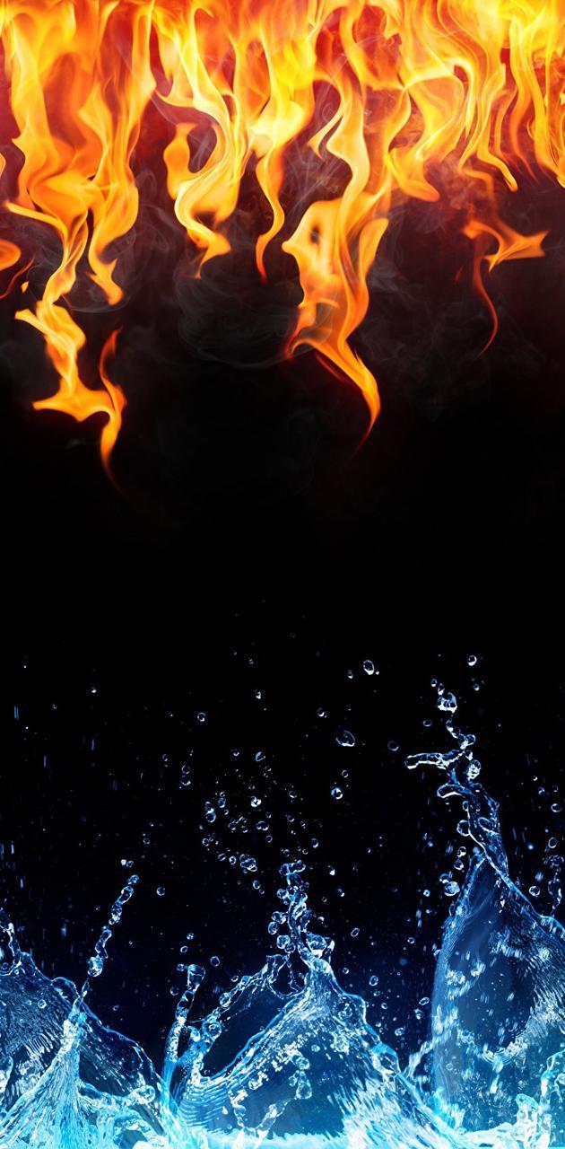 630x1280 Water and fire wallpaper