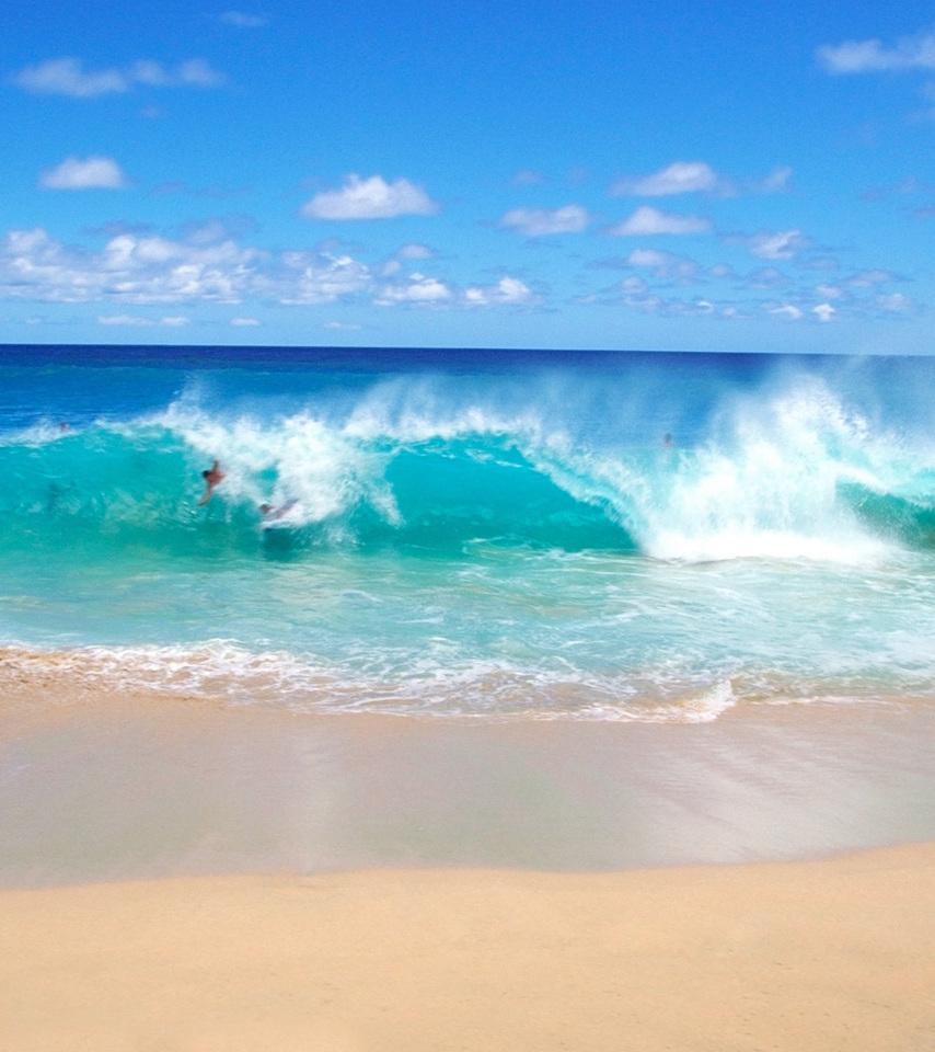 854x960 Fun on the playful ocean waves wallpaper