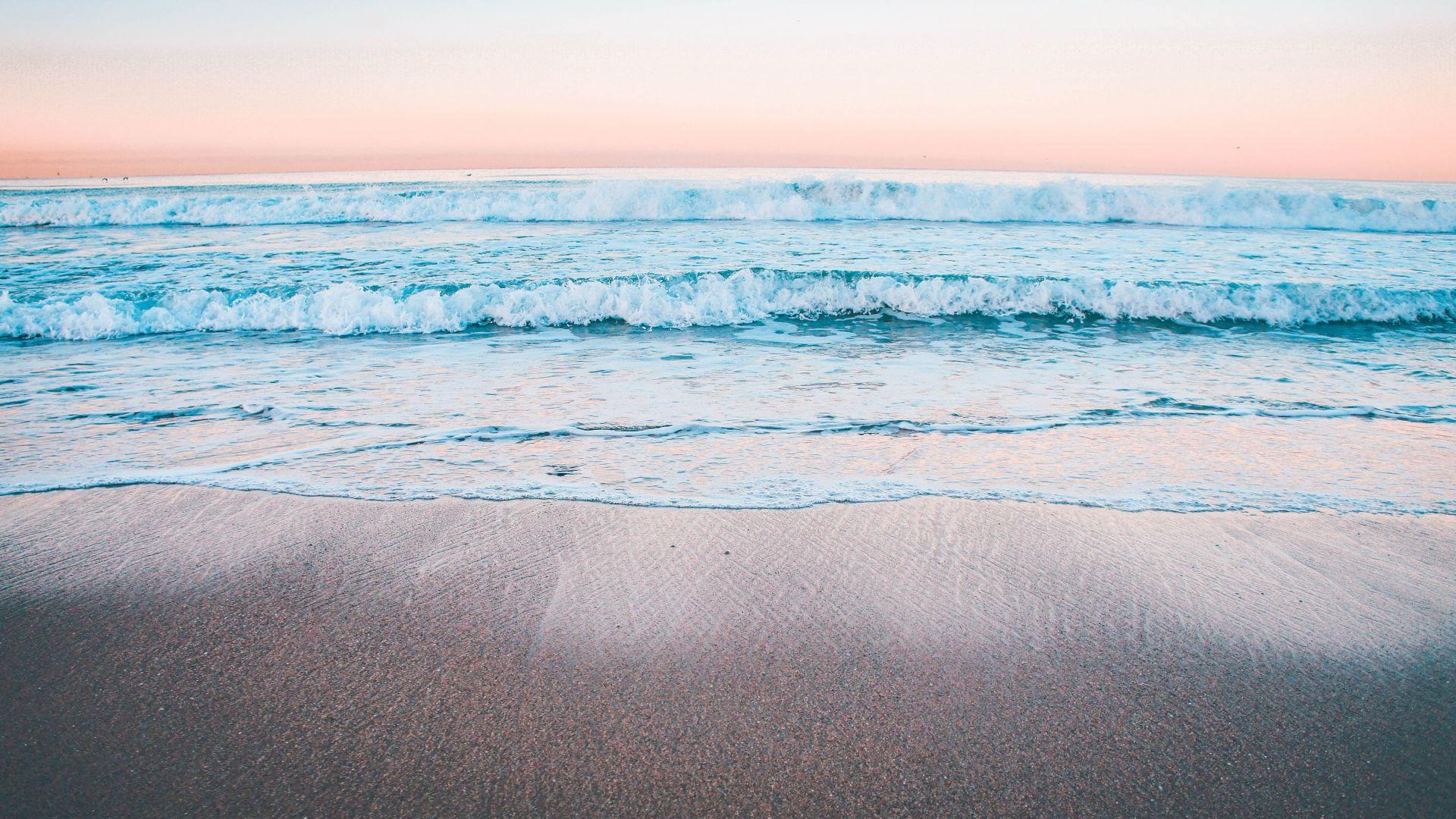 1920x1080 Desktop wallpaper calm, beach, sea waves, peaceful, HD image, picture, background, 07efac