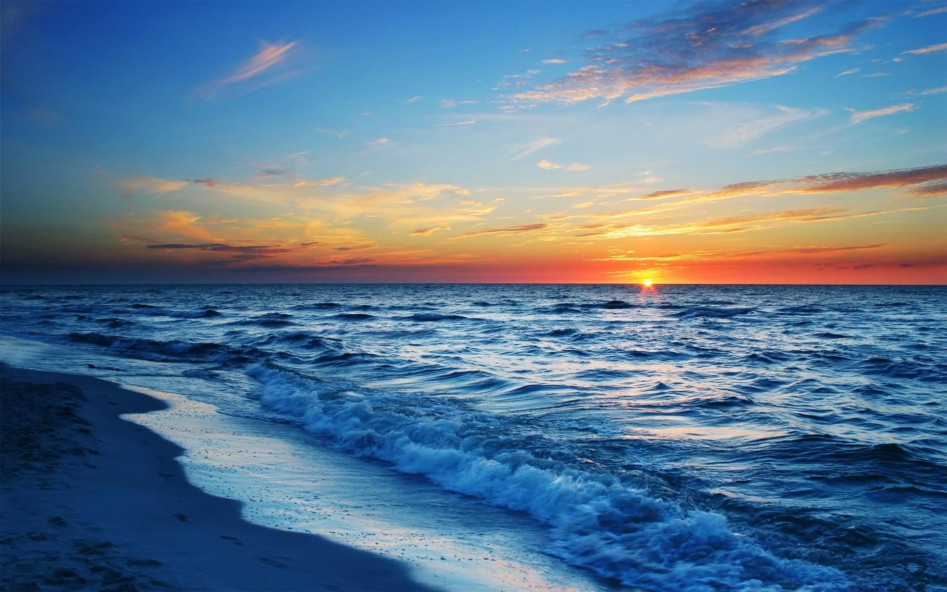 1920x1200 sunset, Ocean, Beach, Sea, Waves Wallpaper HD / Desktop and Mobile Background