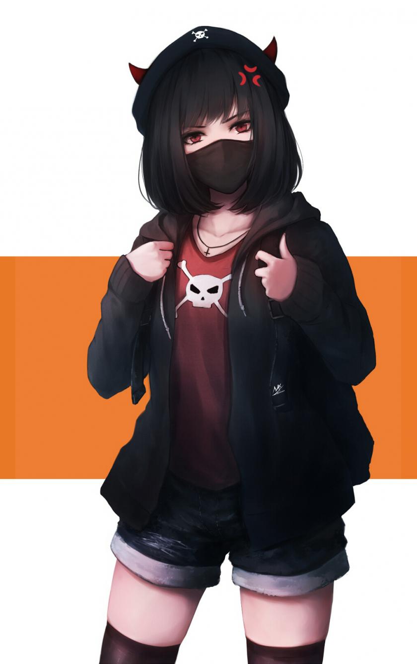 840x1336 Download 840x1336 wallpaper devil, horns, urban, anime girl, iphone iphone 5s, iphone 5c, ipod touch, 840x1336 HD image, background, 6856