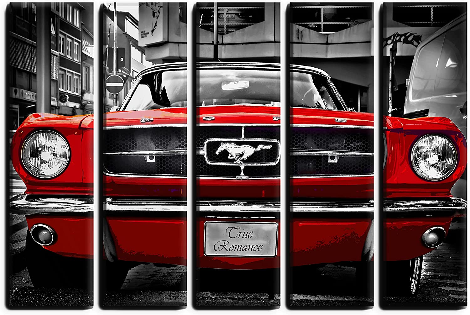 1500x1005 Big 5 Piece Red Mustang 1964 Wall Art Decor Picture Painting Poster Print on Canvas Panels Pieces Car Theme Wall Decoration Set Car Wall Picture for Living