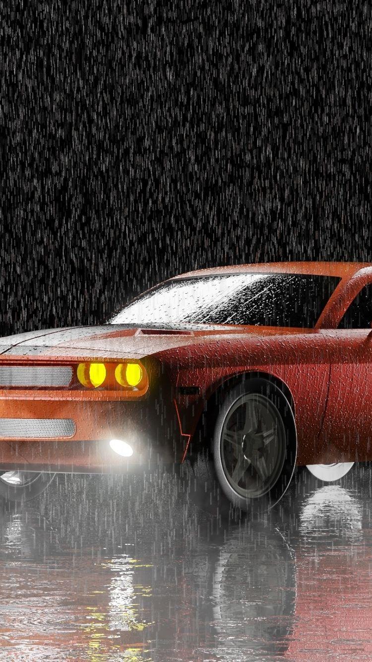 750x1334 Artwork, Red Dodge Challenger, muscle car wallpaper. Car wallpaper, Dodge challenger, Muscle cars