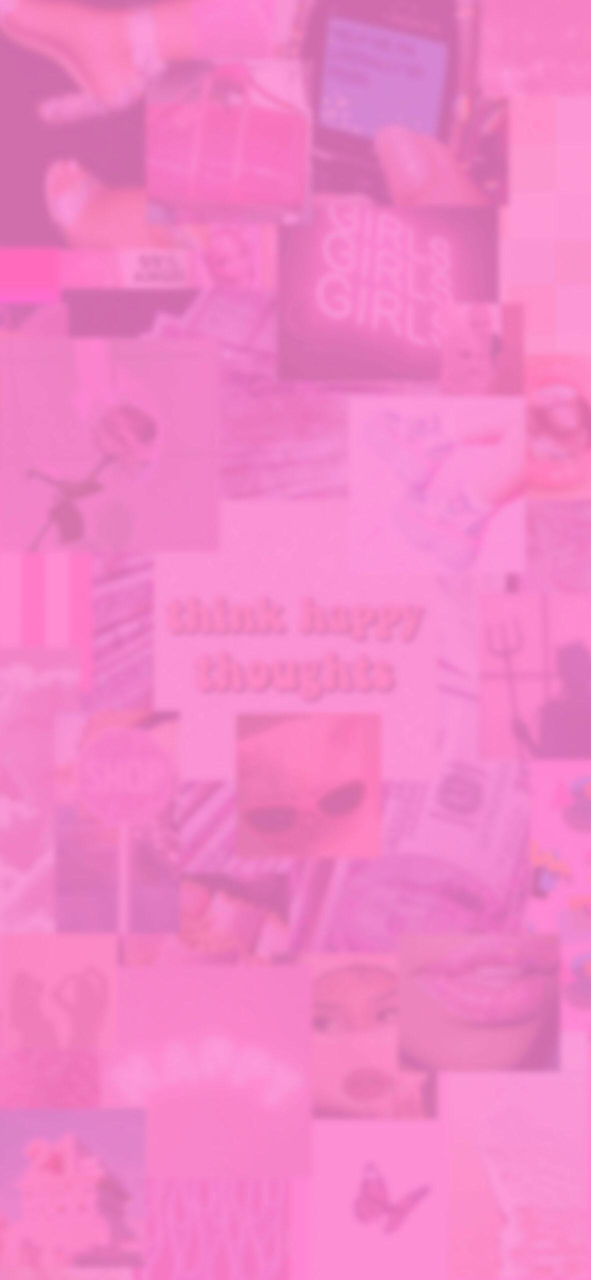 1183x2560 Think Happy Thoughts Aesthetic Pink Wallpaper