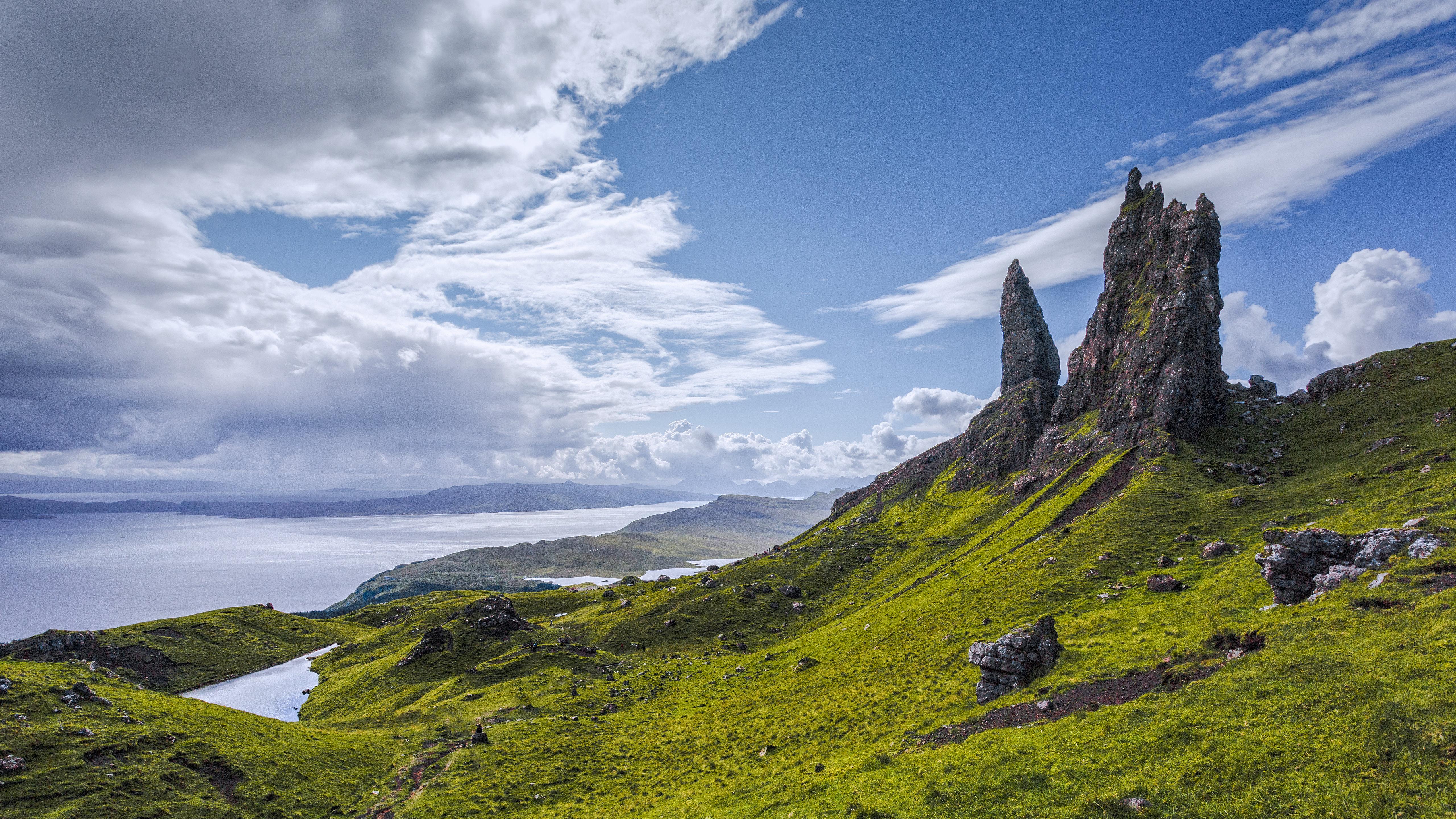 5120x2880 Desktop Wallpaper Scotland Isle of Skye Cliff Nature 5120x2880