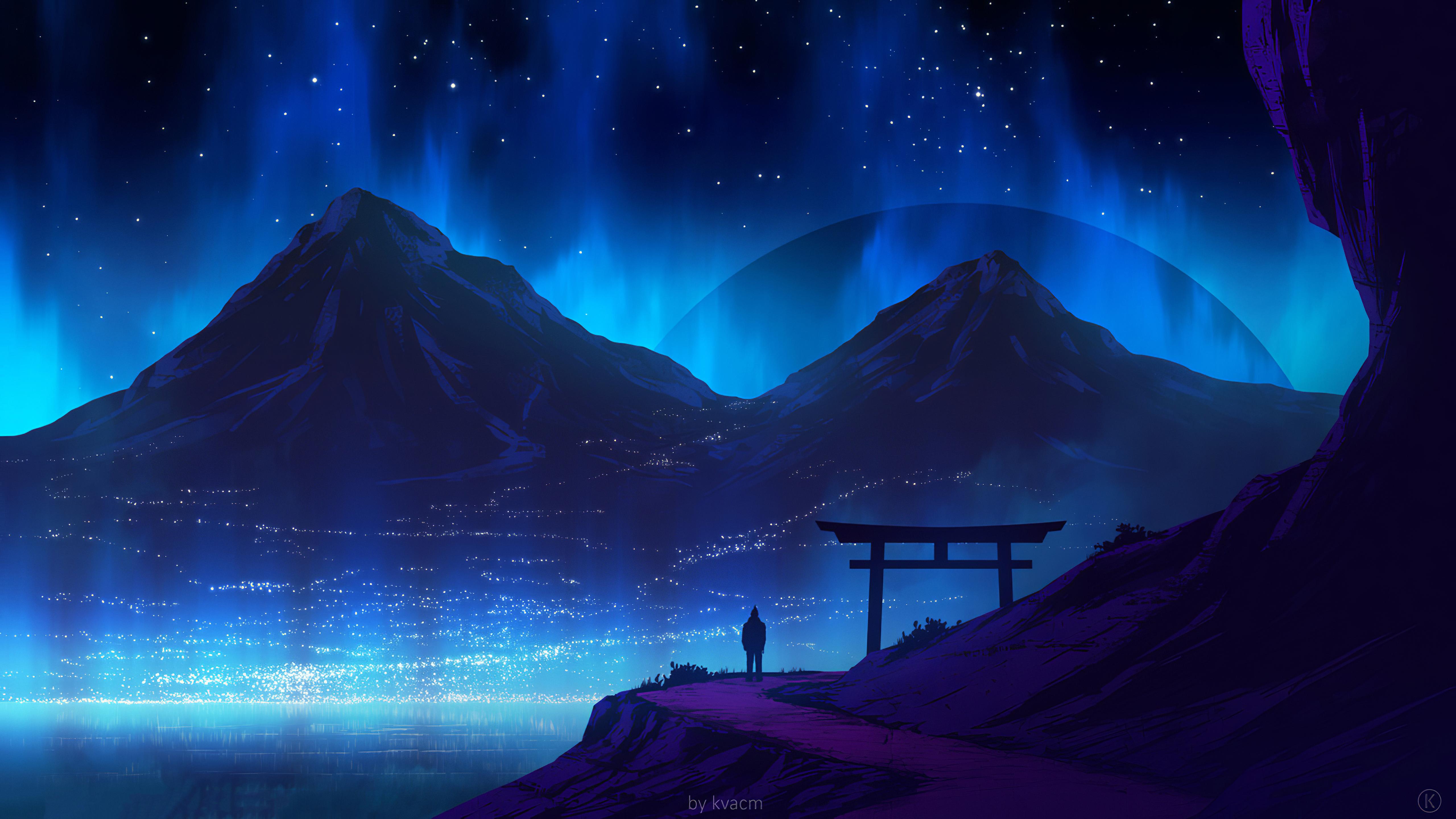 5120x2880 wallpaper, nature, sky, aurora, geological phenomenon, atmosphere, mountain, space, mountain range, world, adventure game
