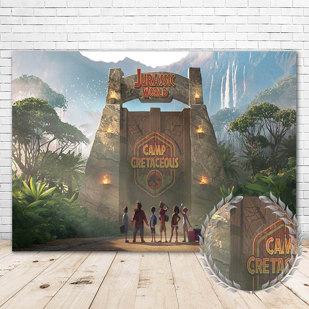 1000x1000 Jurassic Park Entrance Background 7x5 Vinyl Jurassic Park Camp Cretaceous Backdrop 1st Birthday Banner Wild Jungle Forest Dinosaur Background for Kids Room Wall Decorations : Home & Kitchen