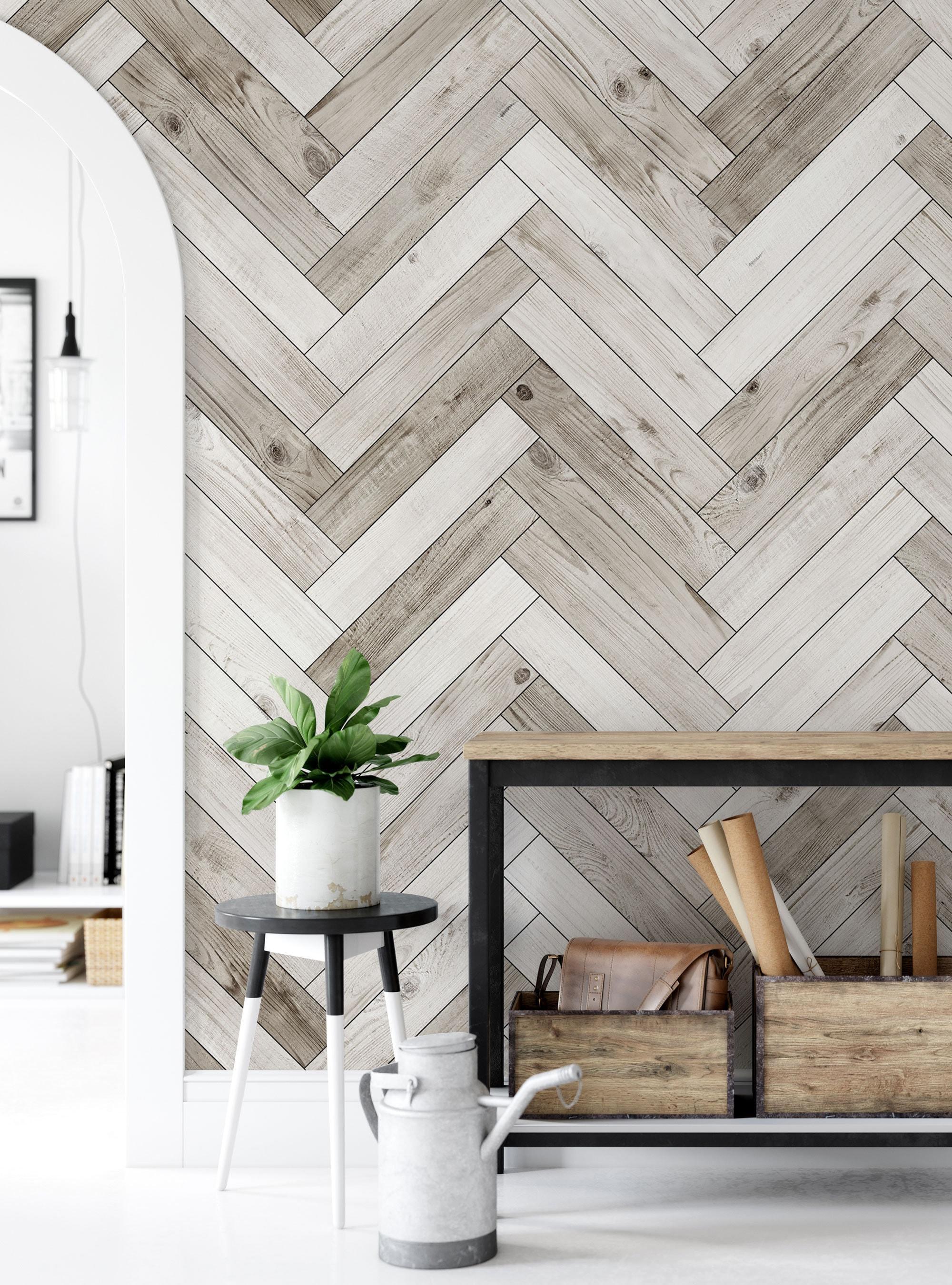 2000x2700 Herringbone Whitewashed Barn Wood Planks Mural Wallpaper