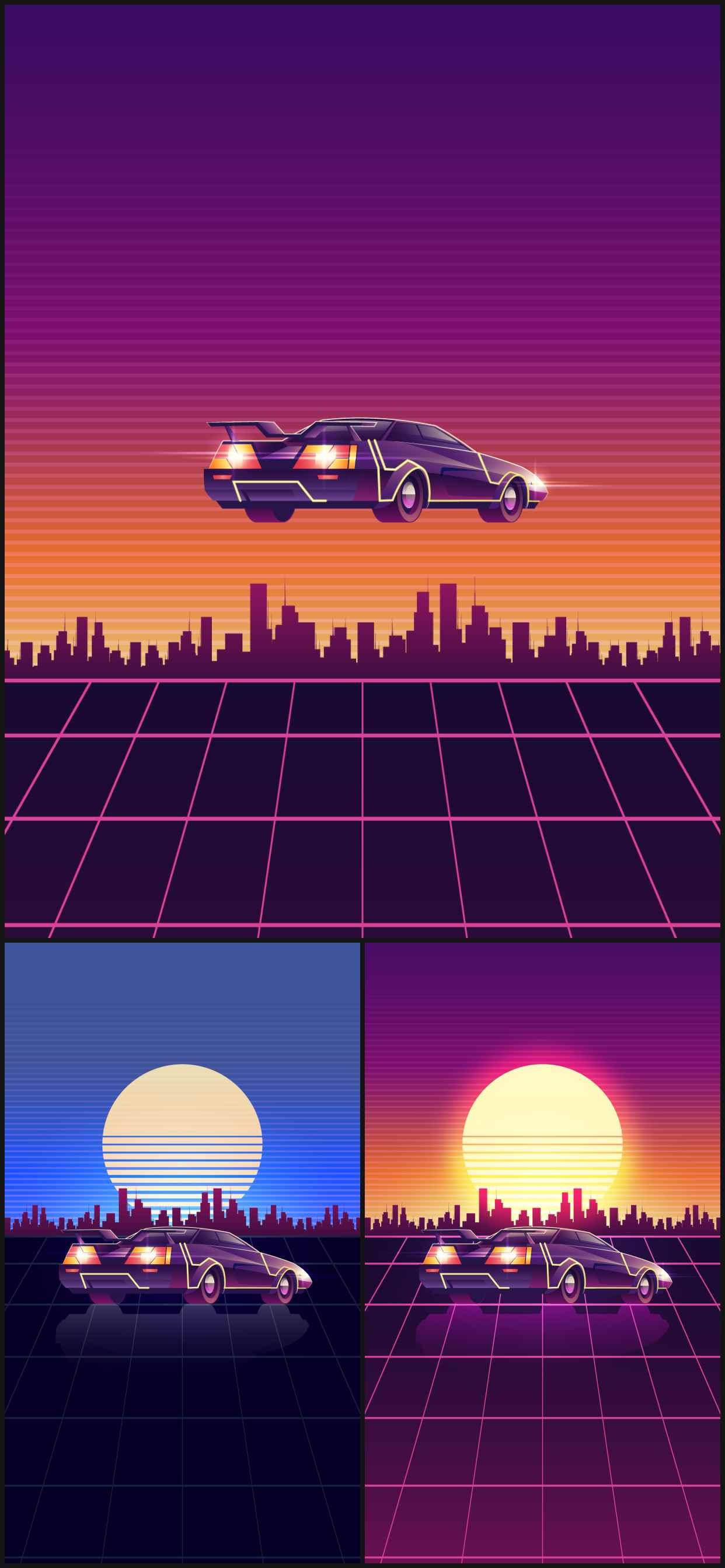 1242x2688 DeLorean retro wallpaper