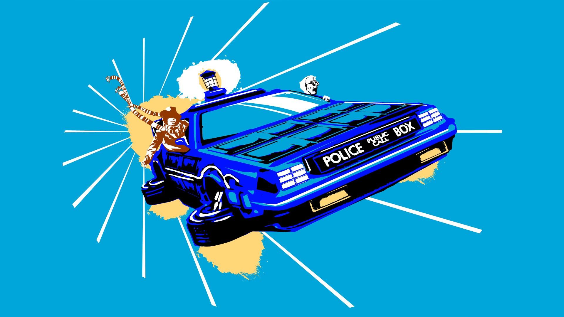 1920x1080 1920x1080 doctor who back to the future tardis delorean artwork tv the doctor crossover time travel tom baker wallpaper JPG 267 kB