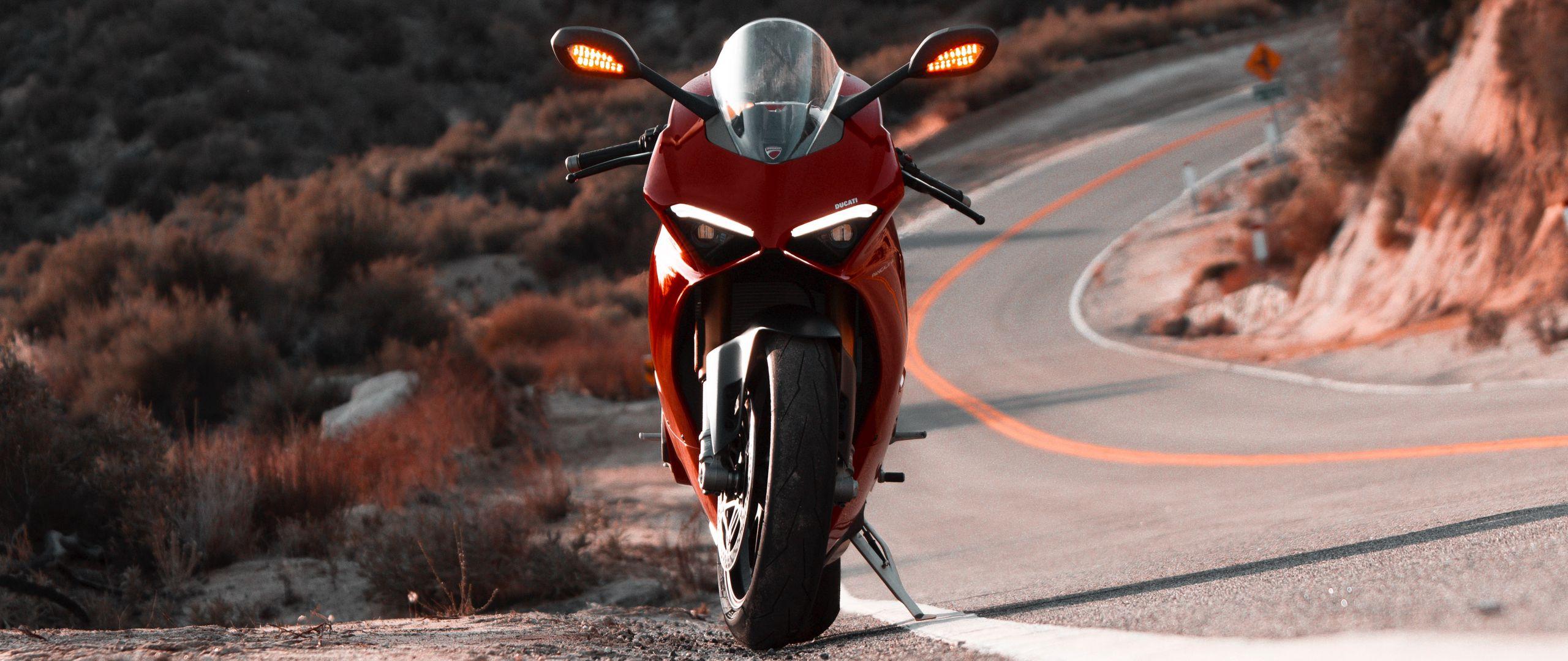 2560x1080 Download wallpaper 2560x1080 ducati panigale v4 s, ducati, motorcycle, bike, red, front view dual wide 1080p HD background