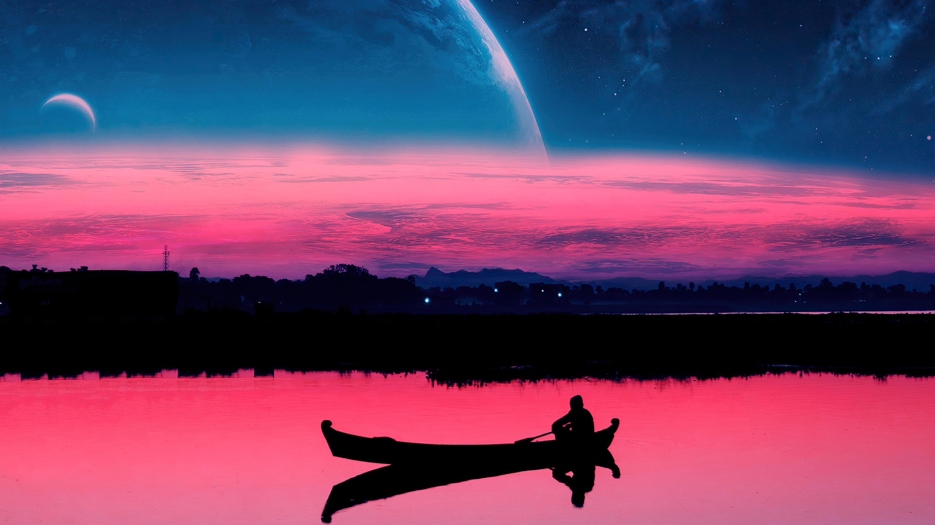 3840x2160 Fishing Evening Digital Art 4k, HD Artist, 4k Wallpaper, Image, Background, Photo and Picture