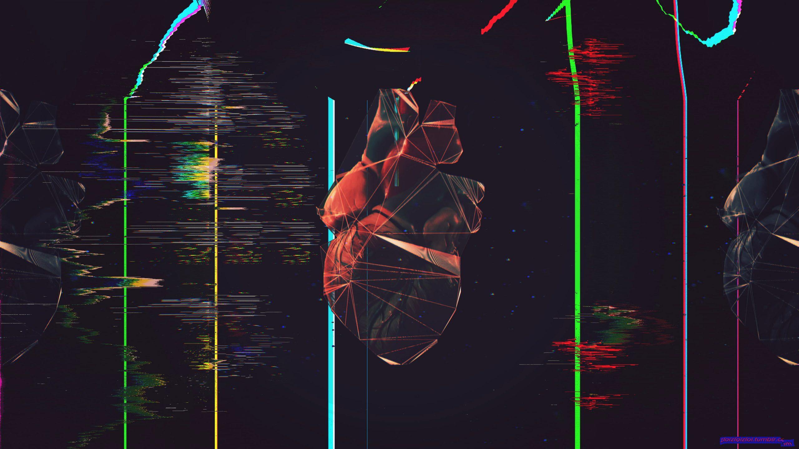 2560x1440 Black and red human heart illustration wallpaper, glitch art, polygon art • Wallpaper For You HD Wallpaper For Desktop & Mobile