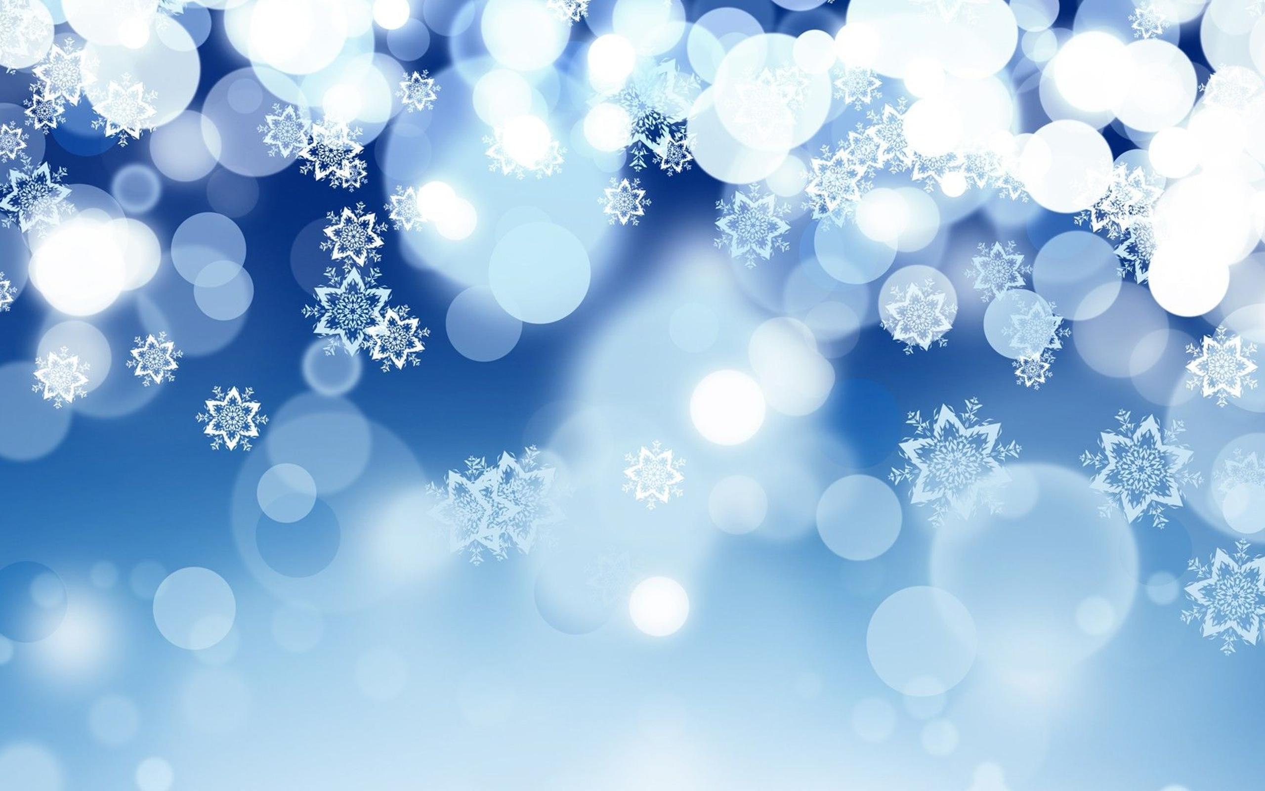 2560x1600 Blue background abstract winter snowflakes