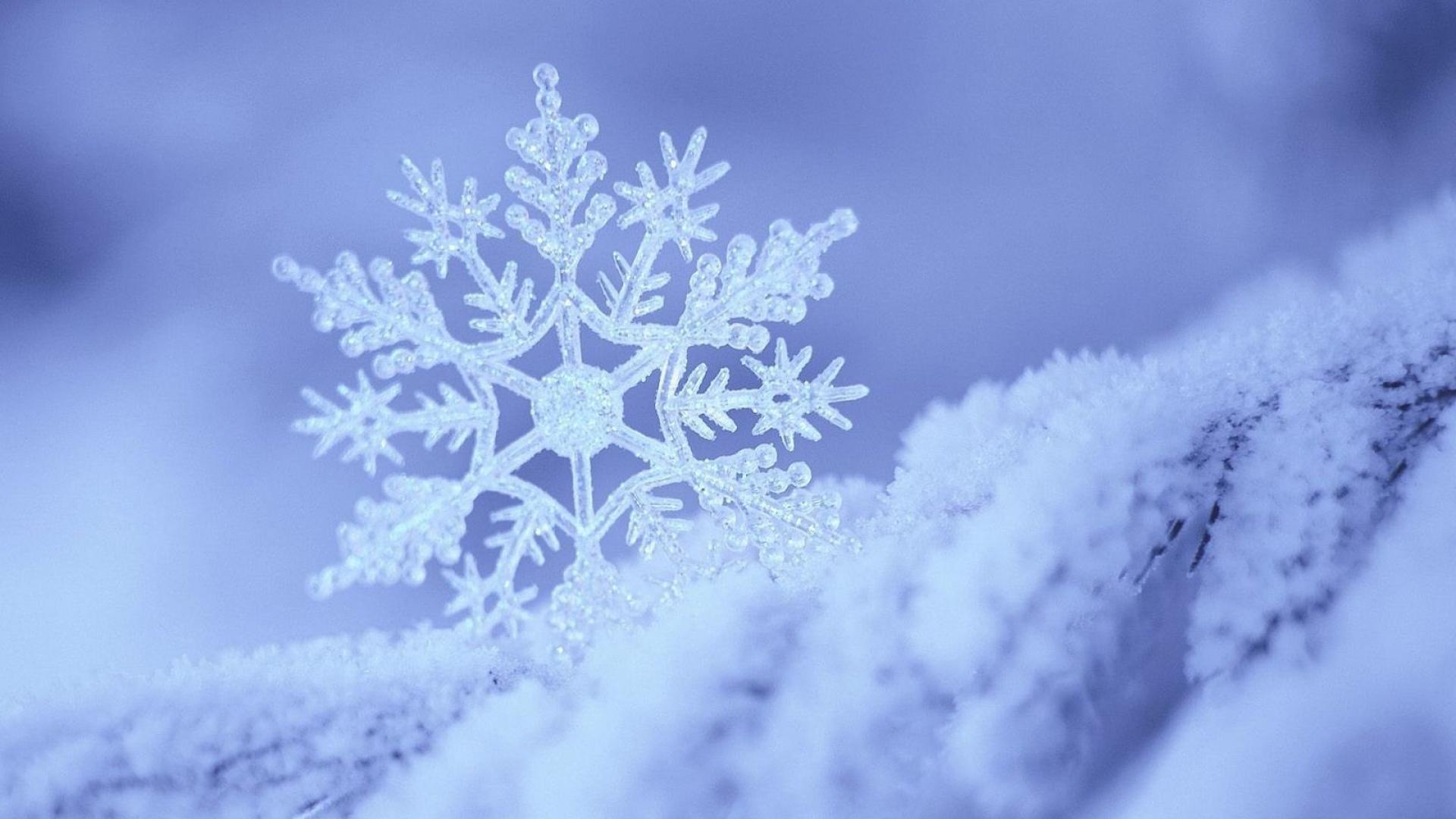 1920x1080 Wallpaper snow, snowflake, winter, form, pattern