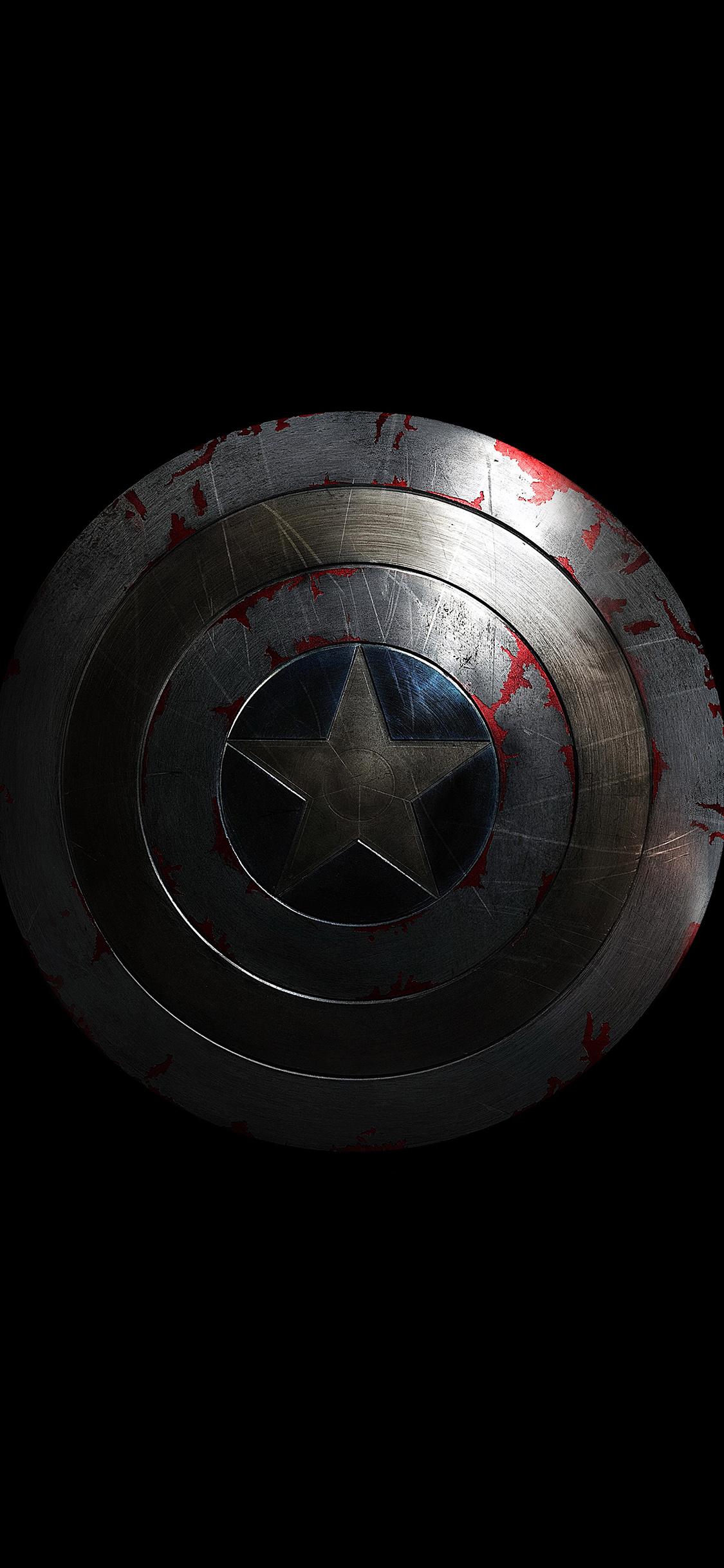 1125x2436 Captain America Avengers Hero Sheild Small Dark Wallpaper