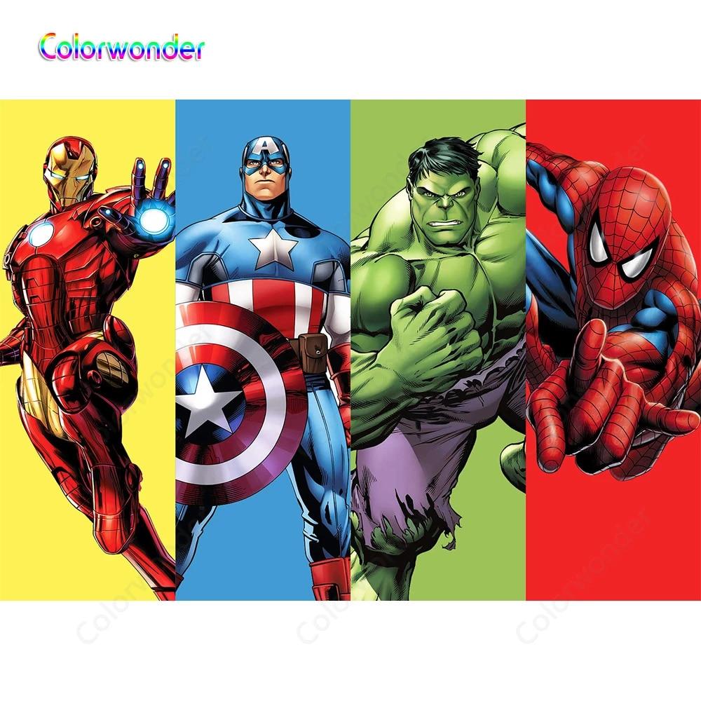 1000x1000 Cartoon Series Superhero Theme Backdrops for Kids Photography Captain America Iron Man Spider man with Hulk Colorful Background. Background