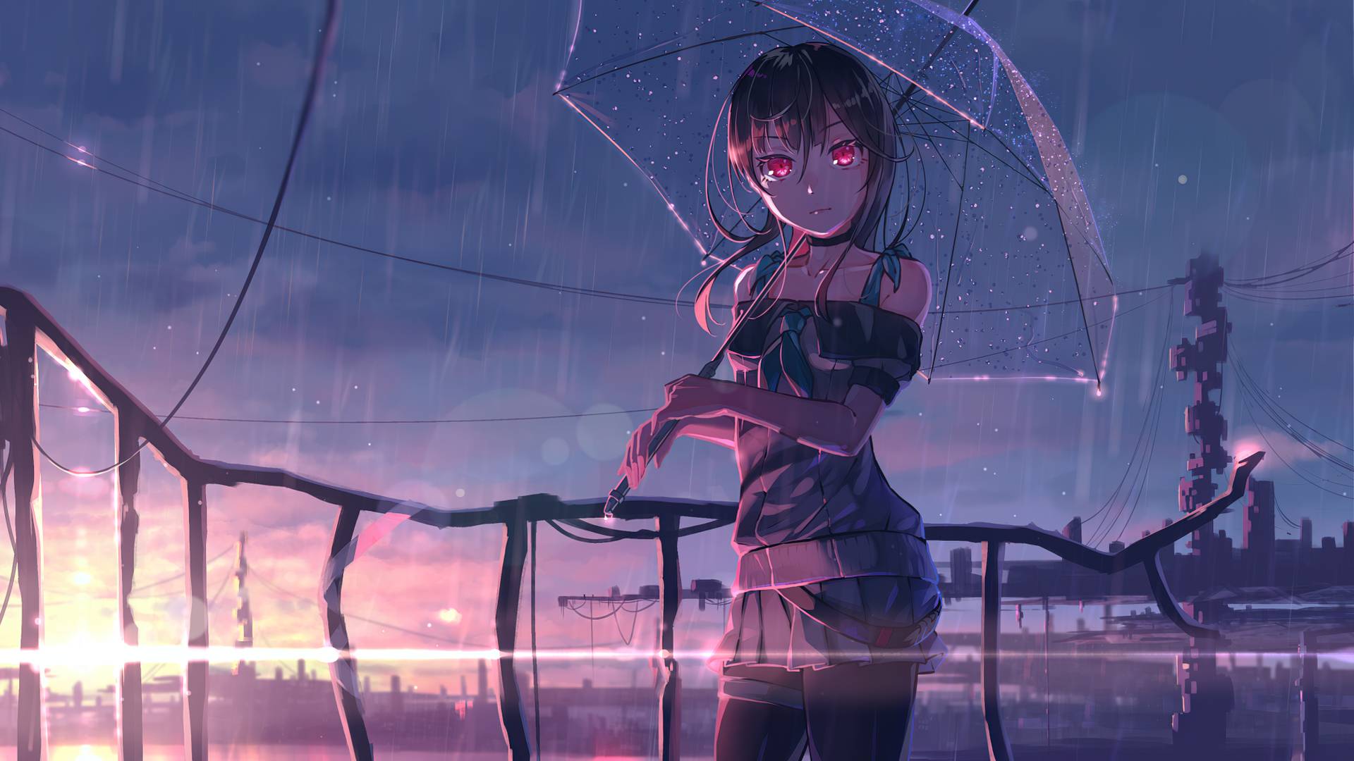 1920x1080 Red Eye Anime Girl 1080P Laptop Full HD Wallpaper, HD Anime 4K Wallpaper, Image, Photo and Background