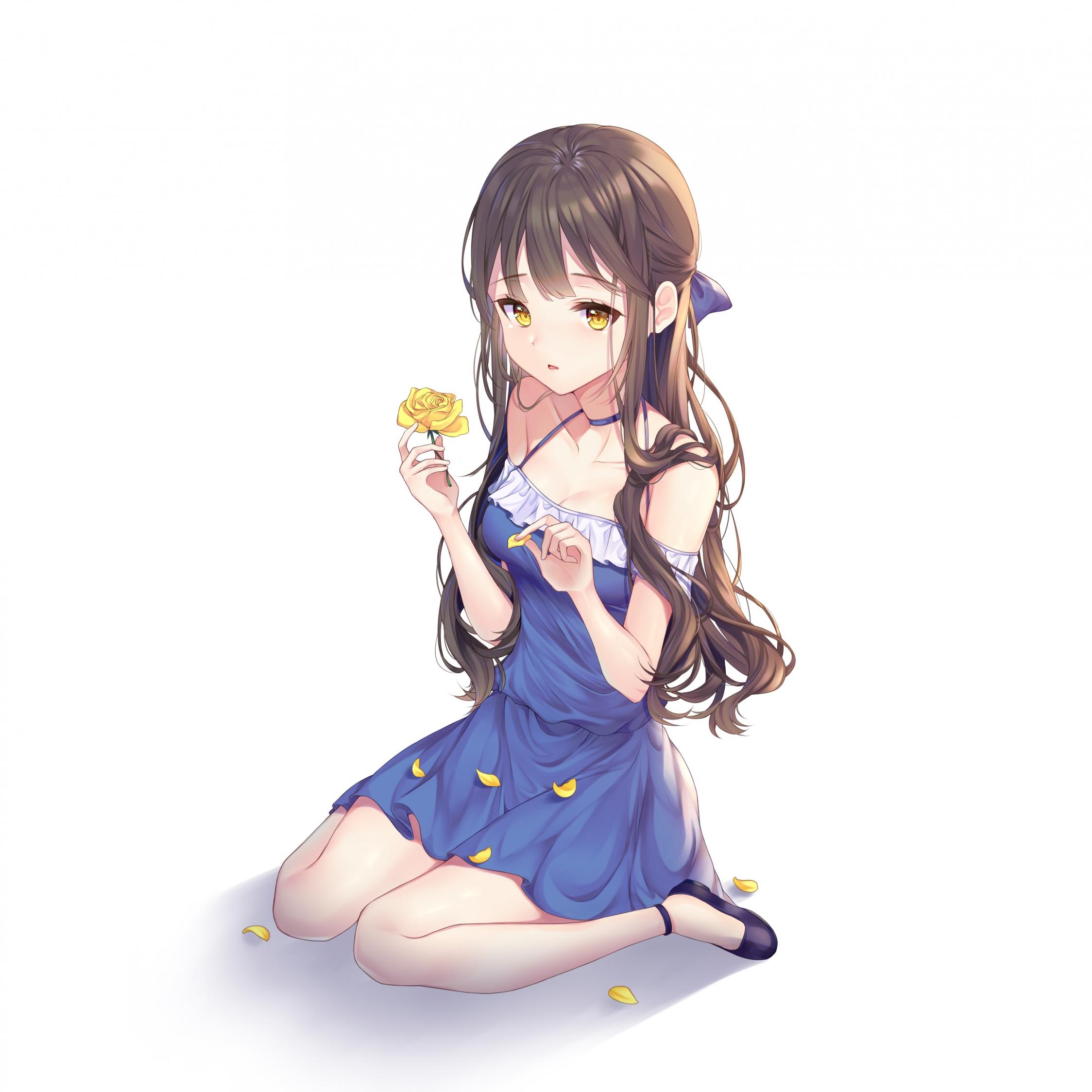 2248x2248 Download 2248x2248 wallpaper yellow flower, cute, original, anime girl, ipad air, ipad air ipad ipad ipad mini ipad mini 2248x2248 HD image, background, 7854
