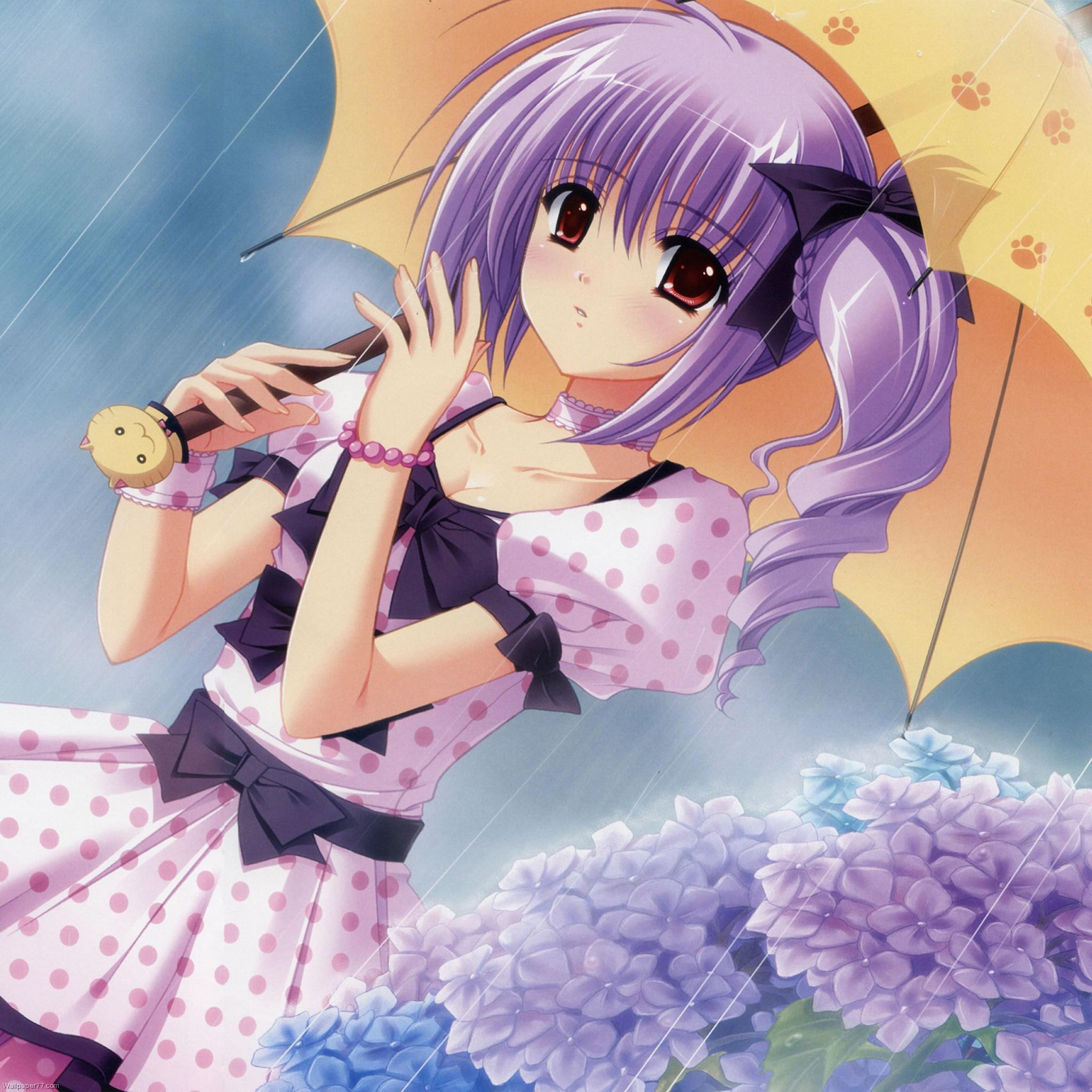 2048x2048 Anime Girl Retina Wallpaper for iPhone Pro Max, X, 6